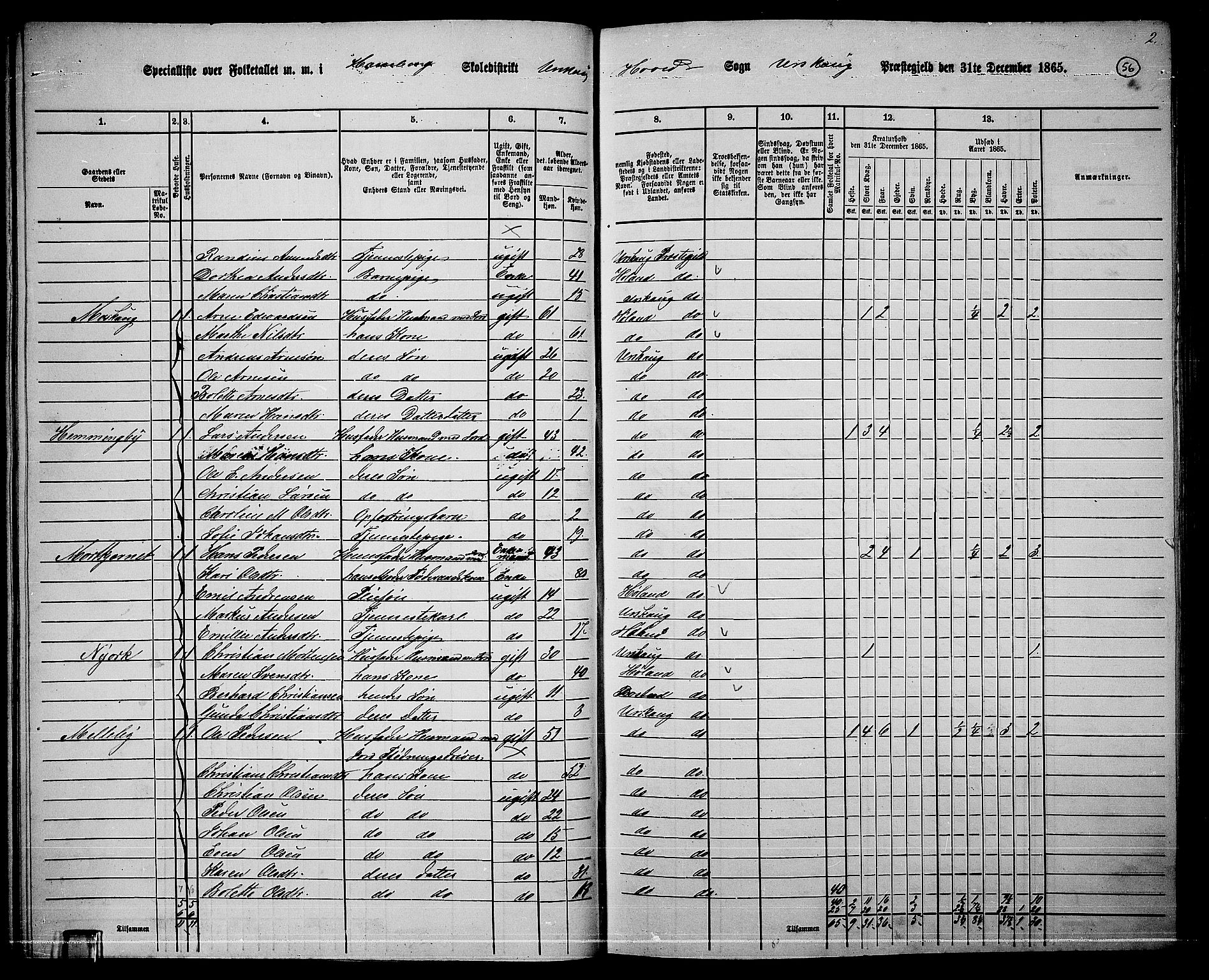 RA, 1865 census for Aurskog, 1865, p. 51