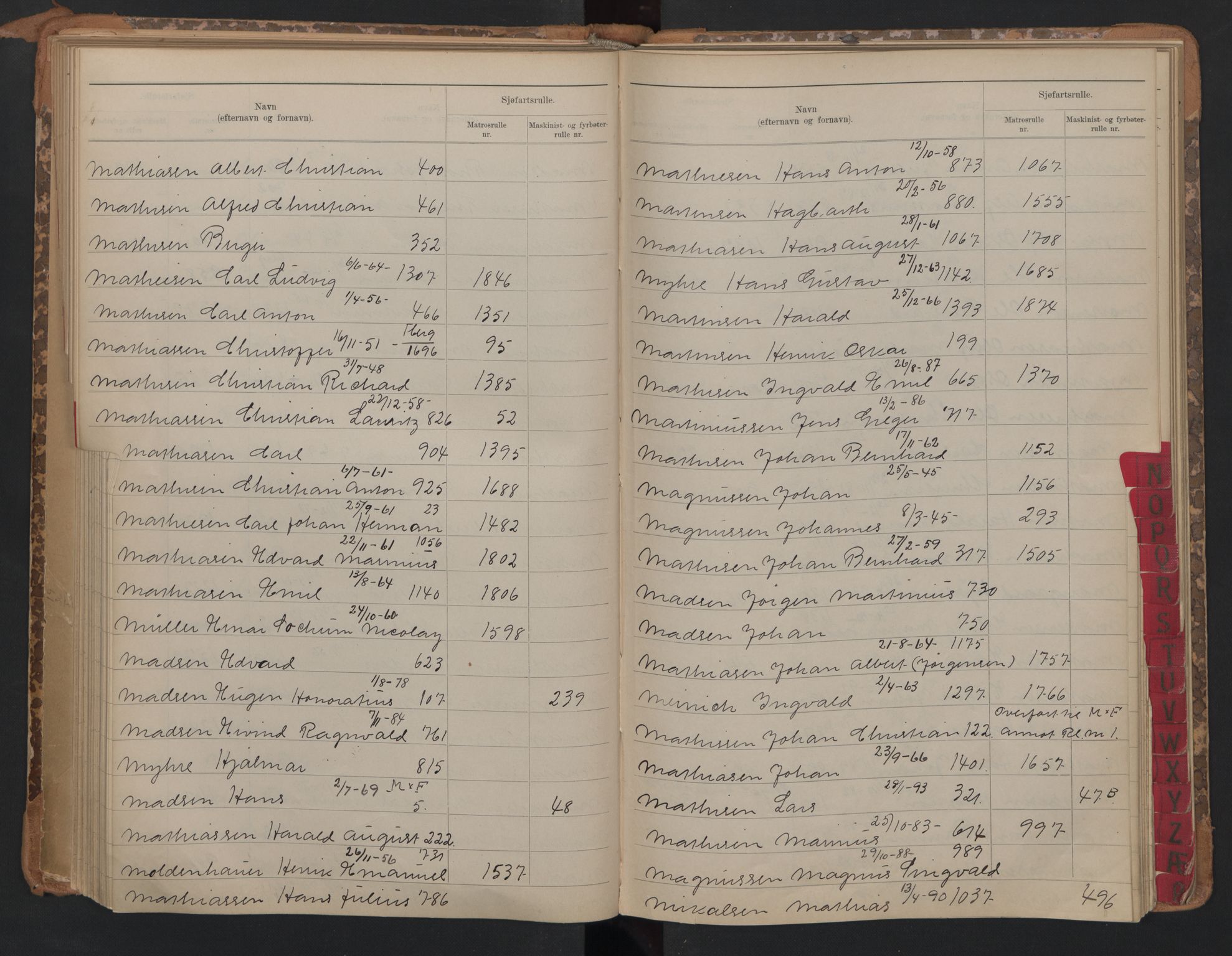 Horten innrulleringskontor, SAKO/A-785/G/Ga/L0002: Register for sjøfartsrulle, 1860-1948, p. 89