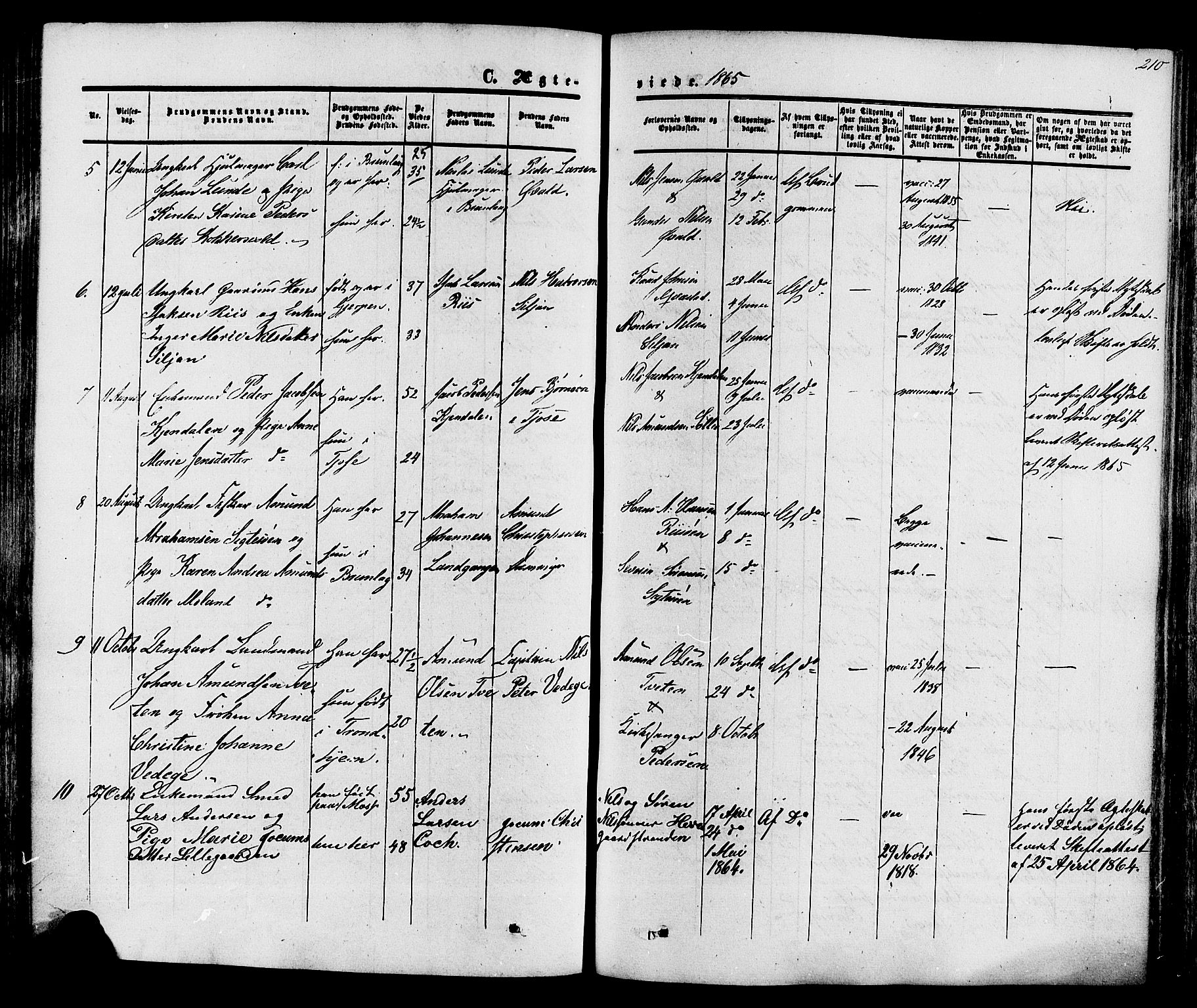 Eidanger kirkebøker, SAKO/A-261/F/Fa/L0010: Parish register (official) no. 10, 1859-1874, p. 210