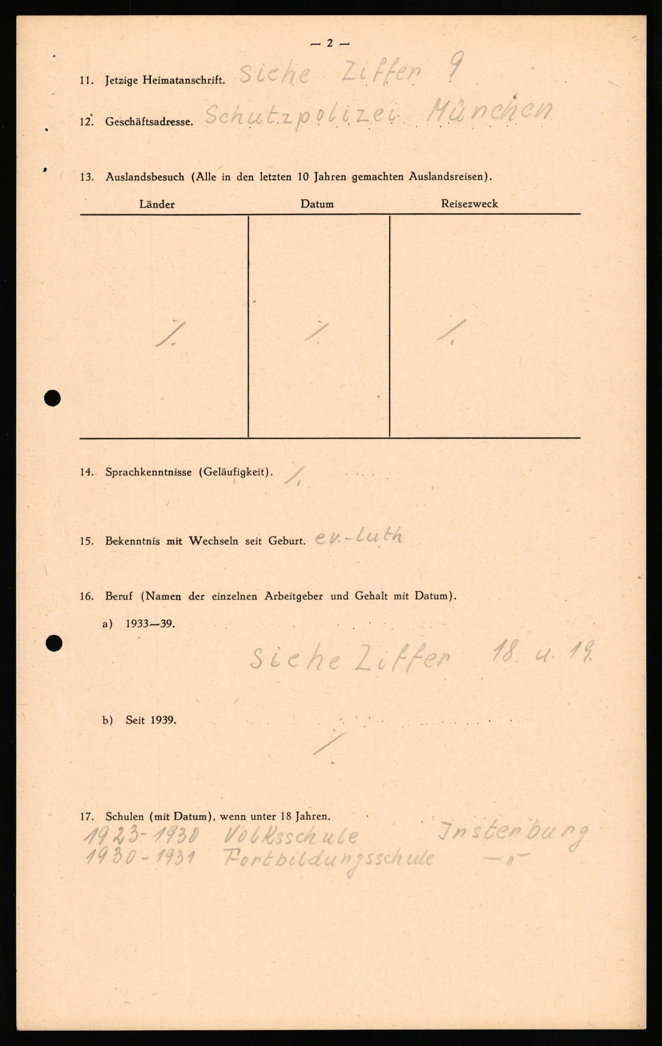 Forsvaret, Forsvarets overkommando II, RA/RAFA-3915/D/Db/L0026: CI Questionaires. Tyske okkupasjonsstyrker i Norge. Tyskere., 1945-1946, p. 146