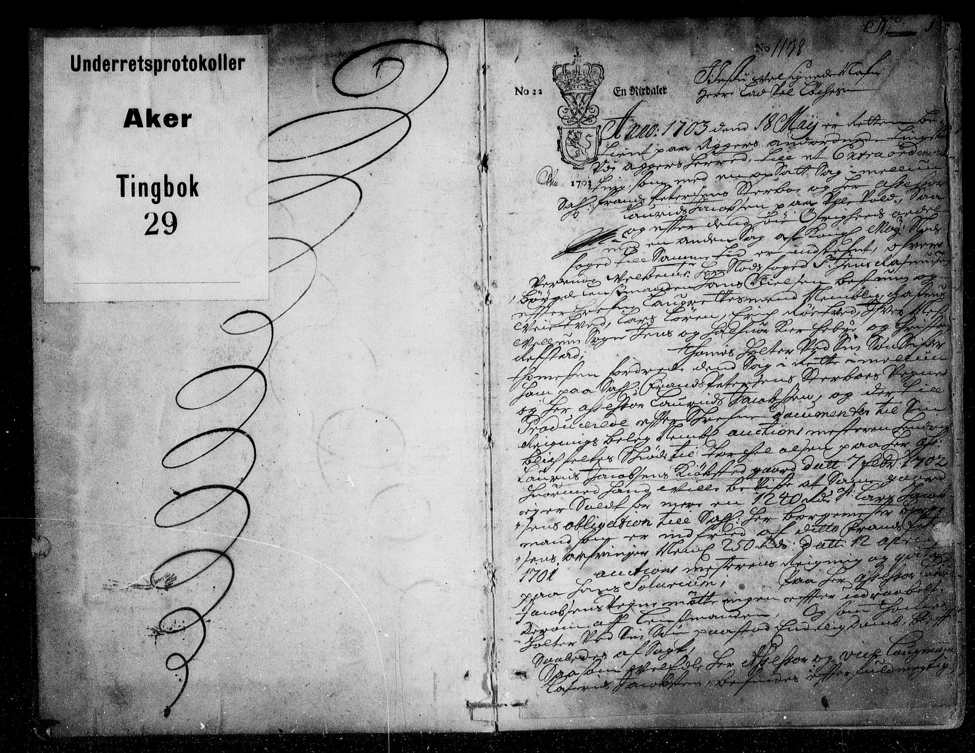 Aker sorenskriveri, SAO/A-10895/F/Fb/L0029: Tingbok, 1703-1705, p. 0b-1a