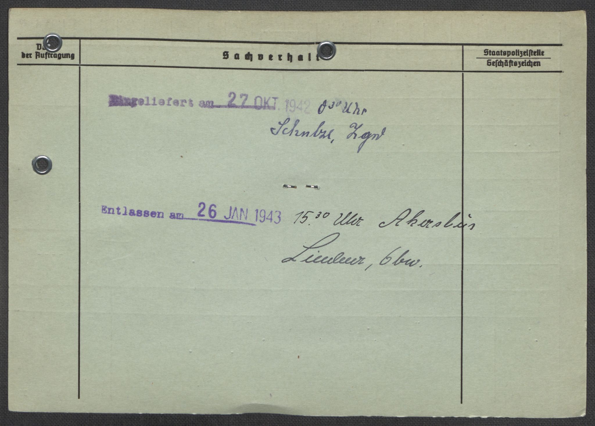 Befehlshaber der Sicherheitspolizei und des SD, RA/RAFA-5969/E/Ea/Eaa/L0005: Register over norske fanger i Møllergata 19: Hø-Kj, 1940-1945, p. 1314