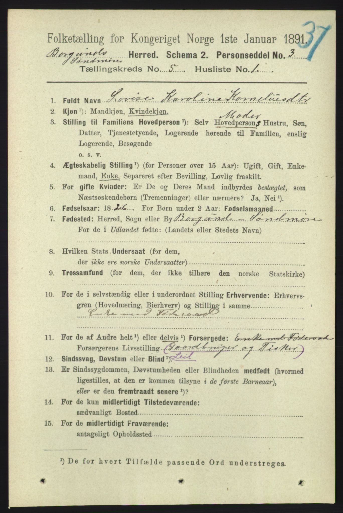 RA, 1891 census for 1531 Borgund, 1891, p. 1267