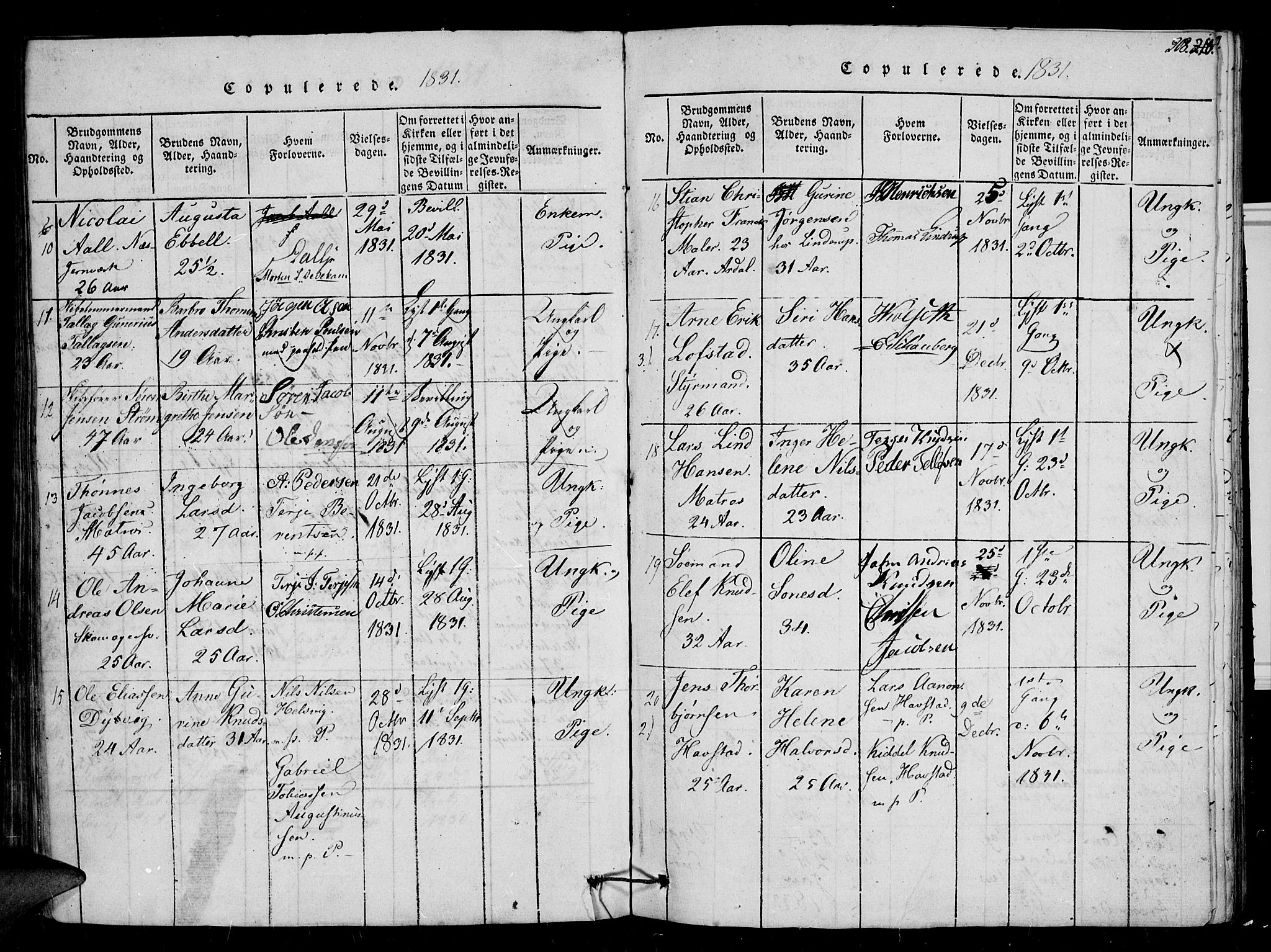 Arendal sokneprestkontor, Trefoldighet, SAK/1111-0040/F/Fb/L0001: Parish register (copy) no. B 1, 1816-1838, p. 208