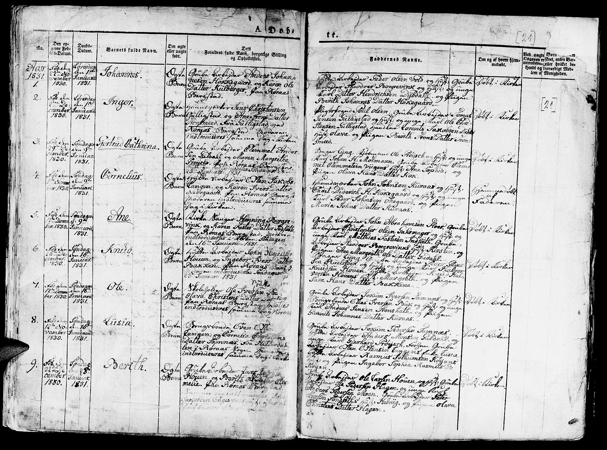 Ministerialprotokoller, klokkerbøker og fødselsregistre - Sør-Trøndelag, AV/SAT-A-1456/681/L0938: Parish register (copy) no. 681C02, 1829-1879, p. 21