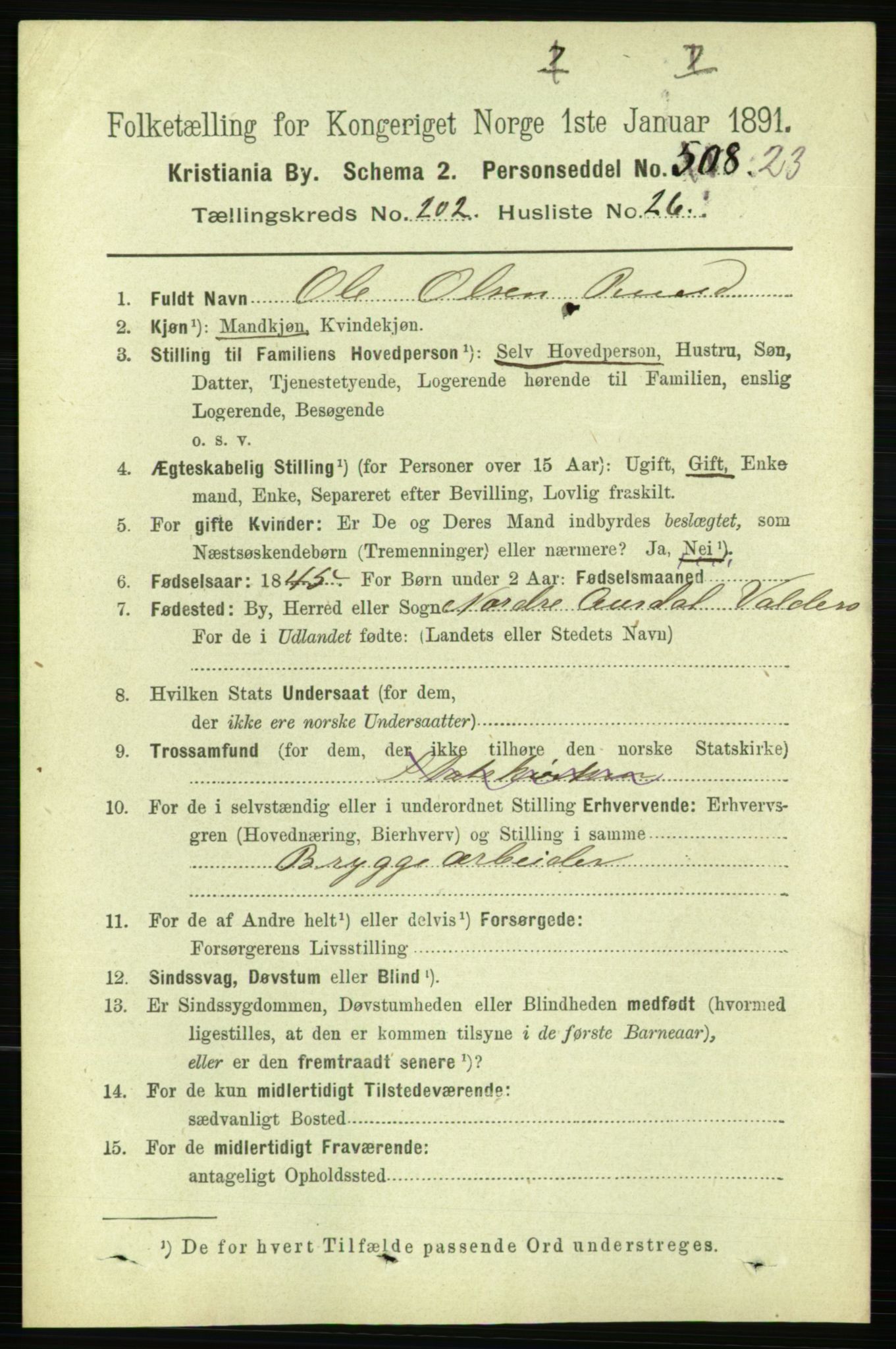 RA, 1891 census for 0301 Kristiania, 1891, p. 122036