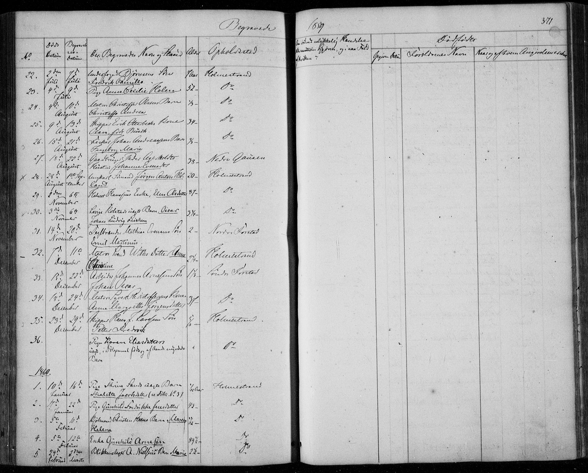 Holmestrand kirkebøker, AV/SAKO-A-346/F/Fa/L0002: Parish register (official) no. 2, 1840-1866, p. 371