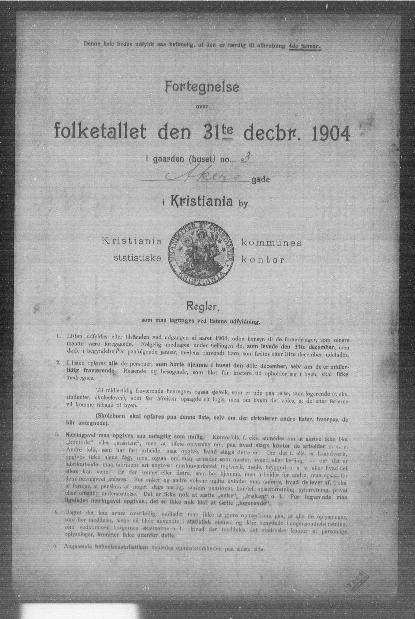 OBA, Municipal Census 1904 for Kristiania, 1904, p. 75