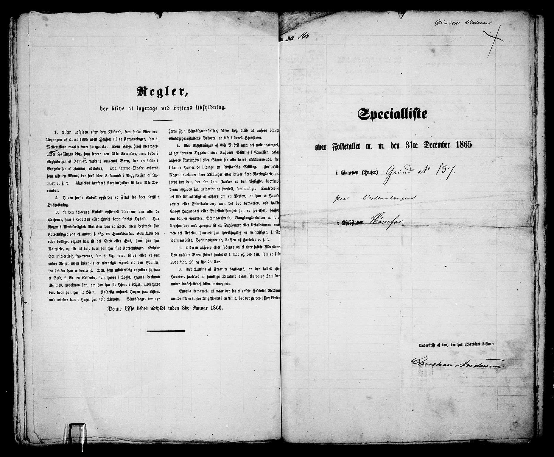 RA, 1865 census for Norderhov/Hønefoss, 1865, p. 312