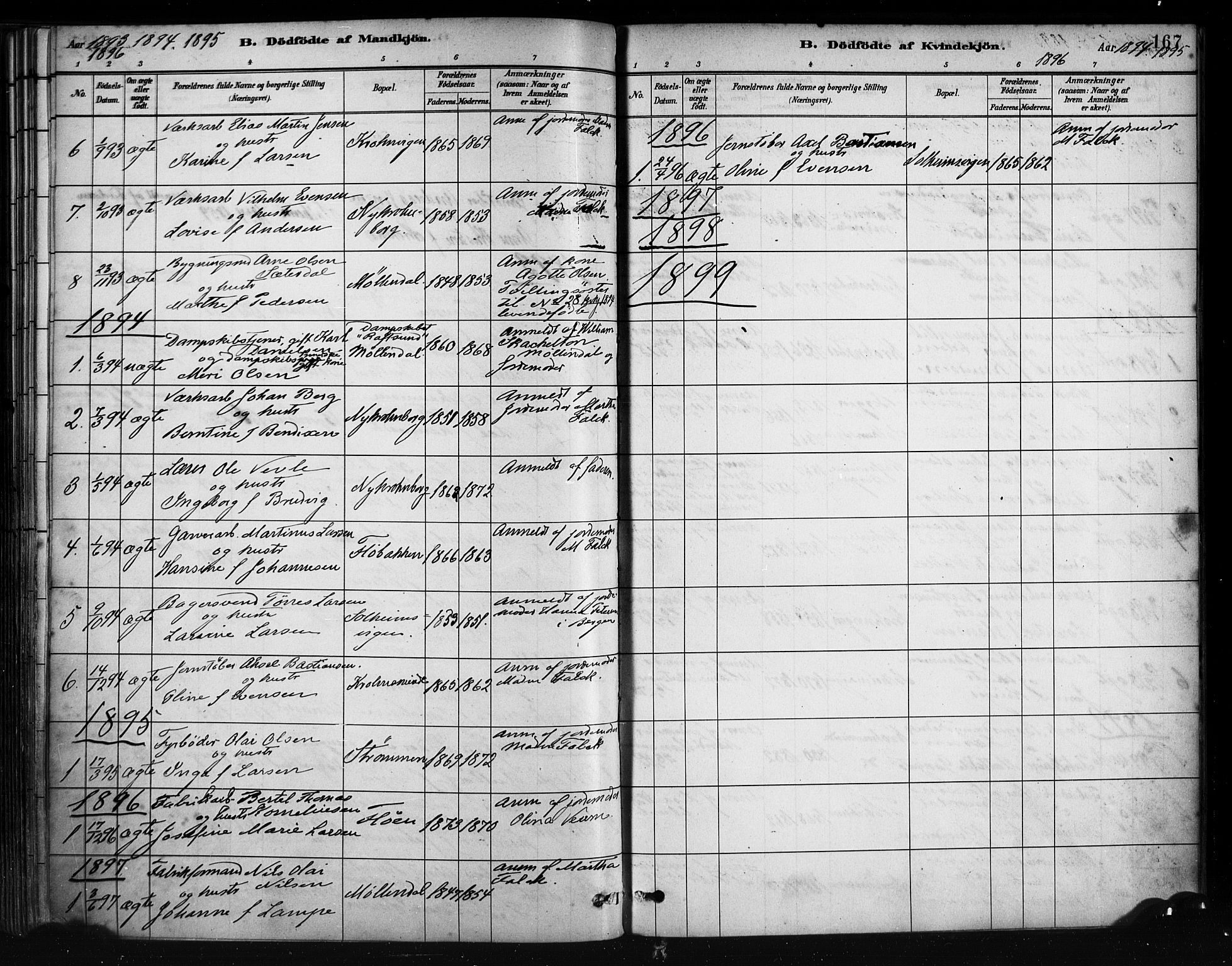 Årstad Sokneprestembete, SAB/A-79301/H/Haa/L0001: Parish register (official) no. A 1, 1886-1901, p. 167