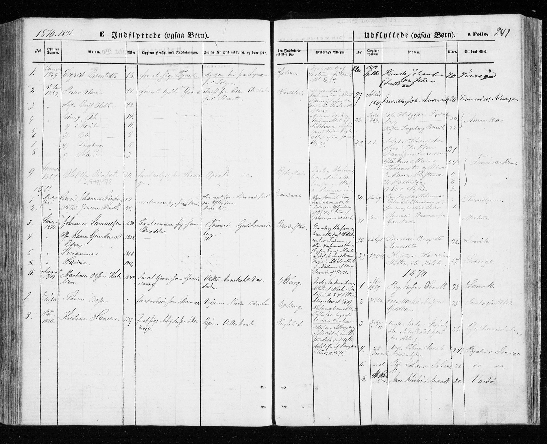 Målselv sokneprestembete, SATØ/S-1311/G/Ga/Gaa/L0004kirke: Parish register (official) no. 4, 1863-1872, p. 241