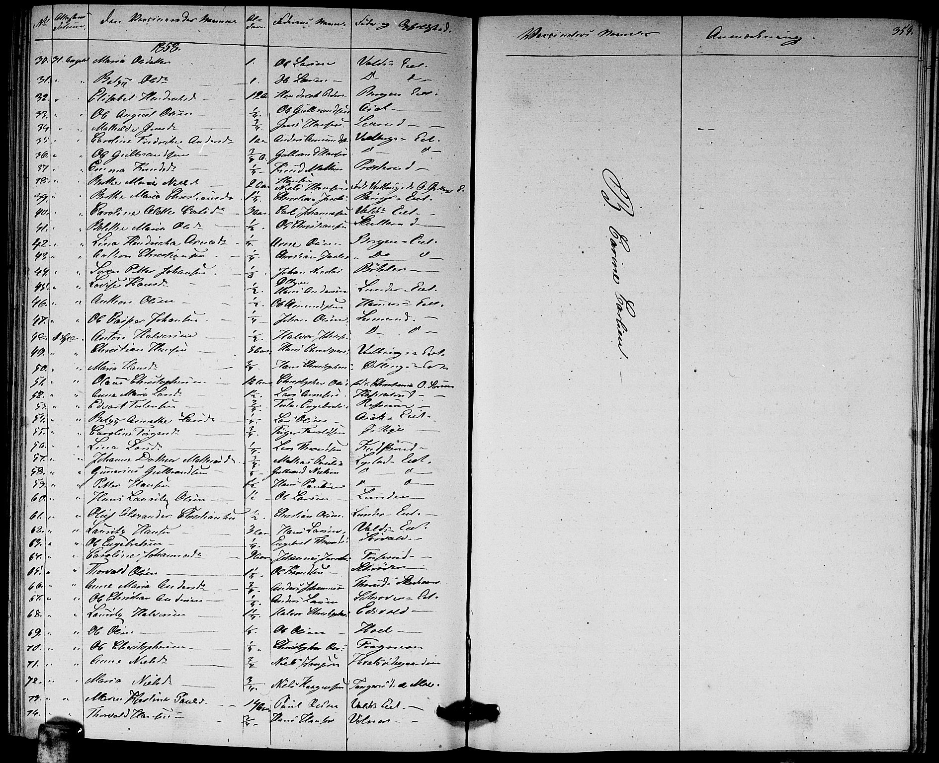 Sørum prestekontor Kirkebøker, AV/SAO-A-10303/G/Ga/L0003: Parish register (copy) no. I 3, 1846-1863, p. 354