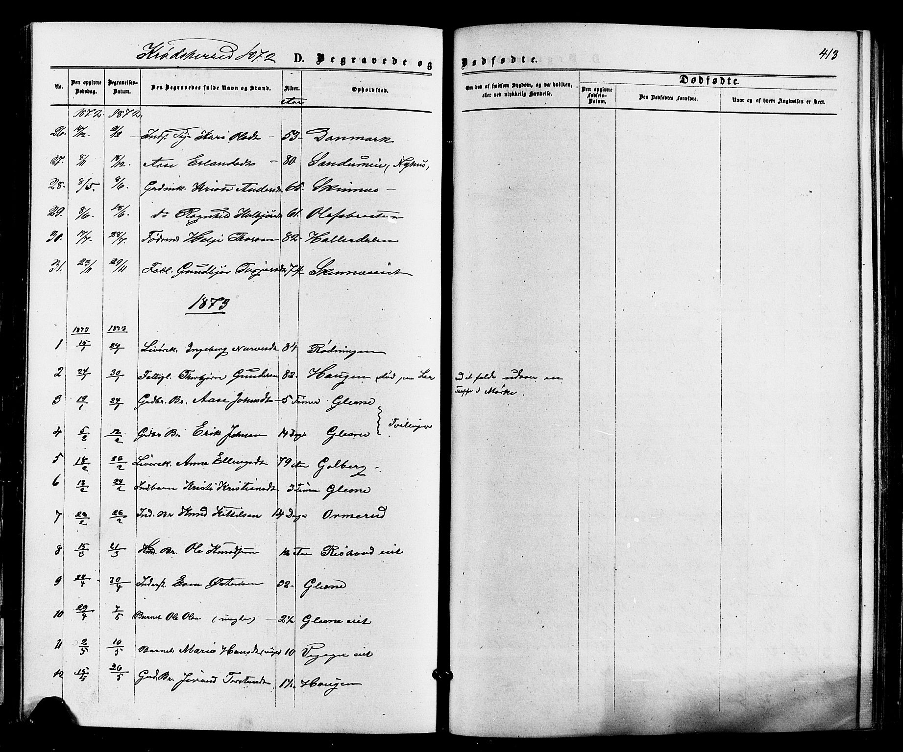 Sigdal kirkebøker, AV/SAKO-A-245/F/Fa/L0010: Parish register (official) no. I 10 /2, 1872-1878, p. 413