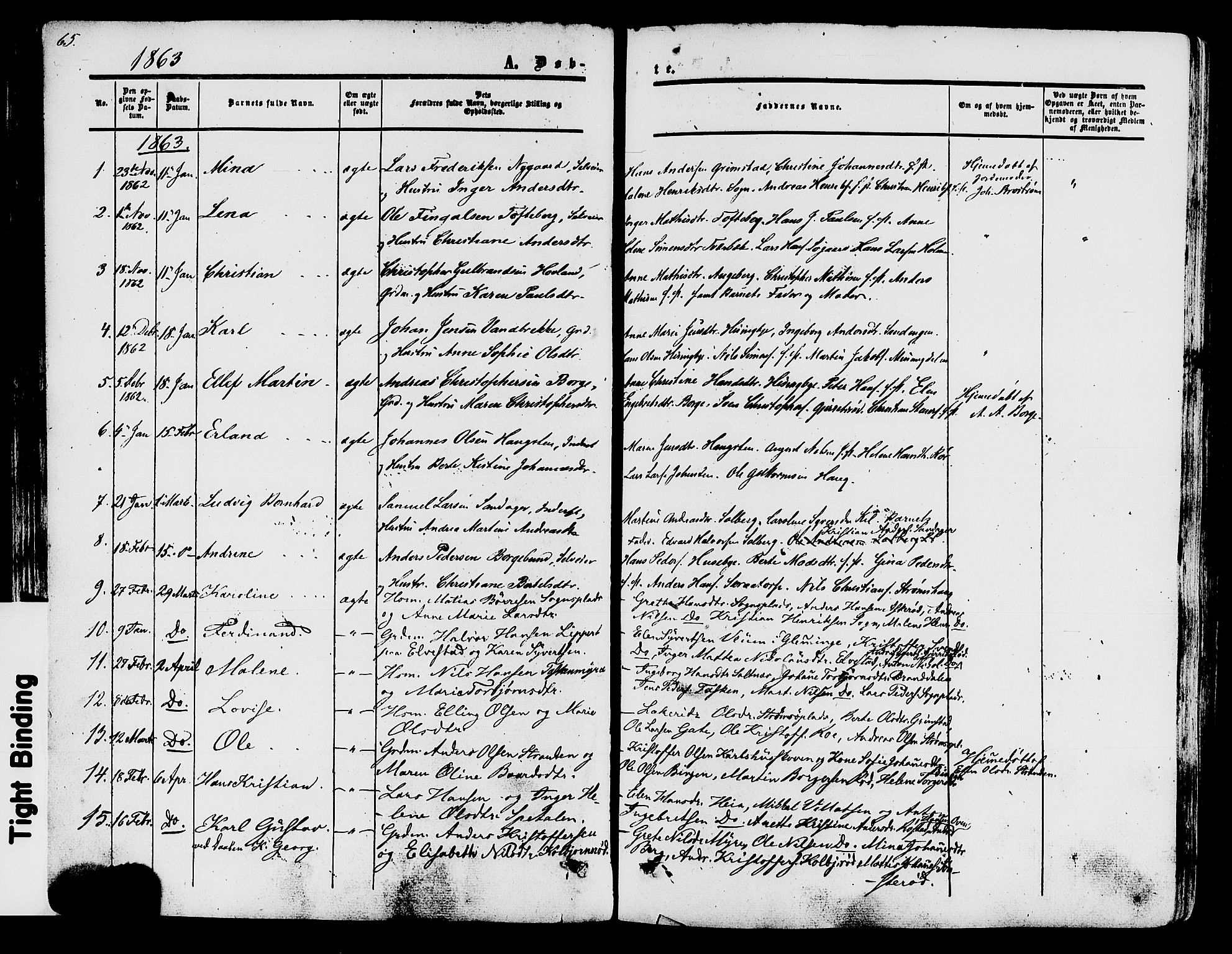 Råde prestekontor kirkebøker, AV/SAO-A-2009/F/Fa/L0006: Parish register (official) no. 6, 1854-1877, p. 65