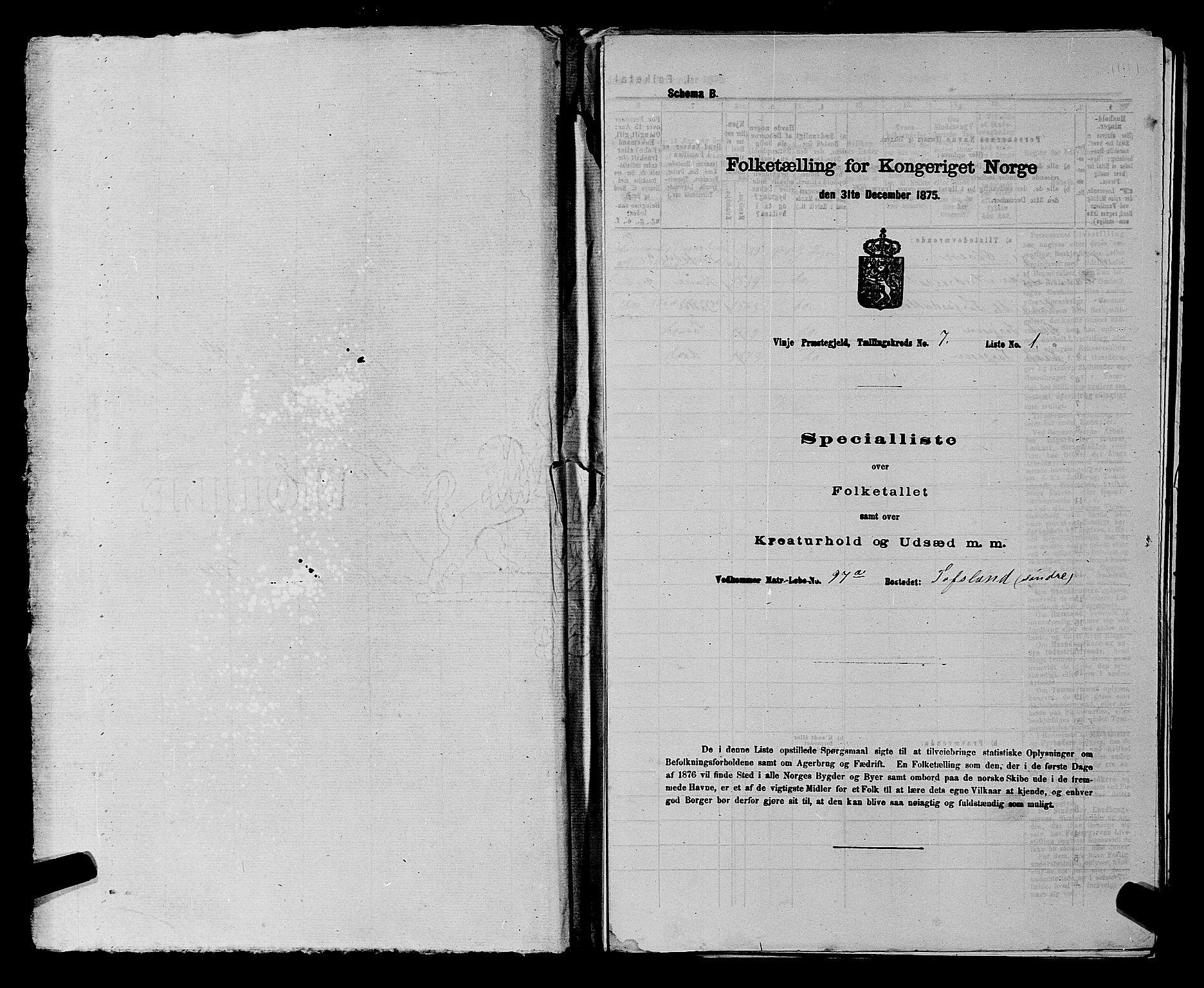 SAKO, 1875 census for 0834P Vinje, 1875, p. 492