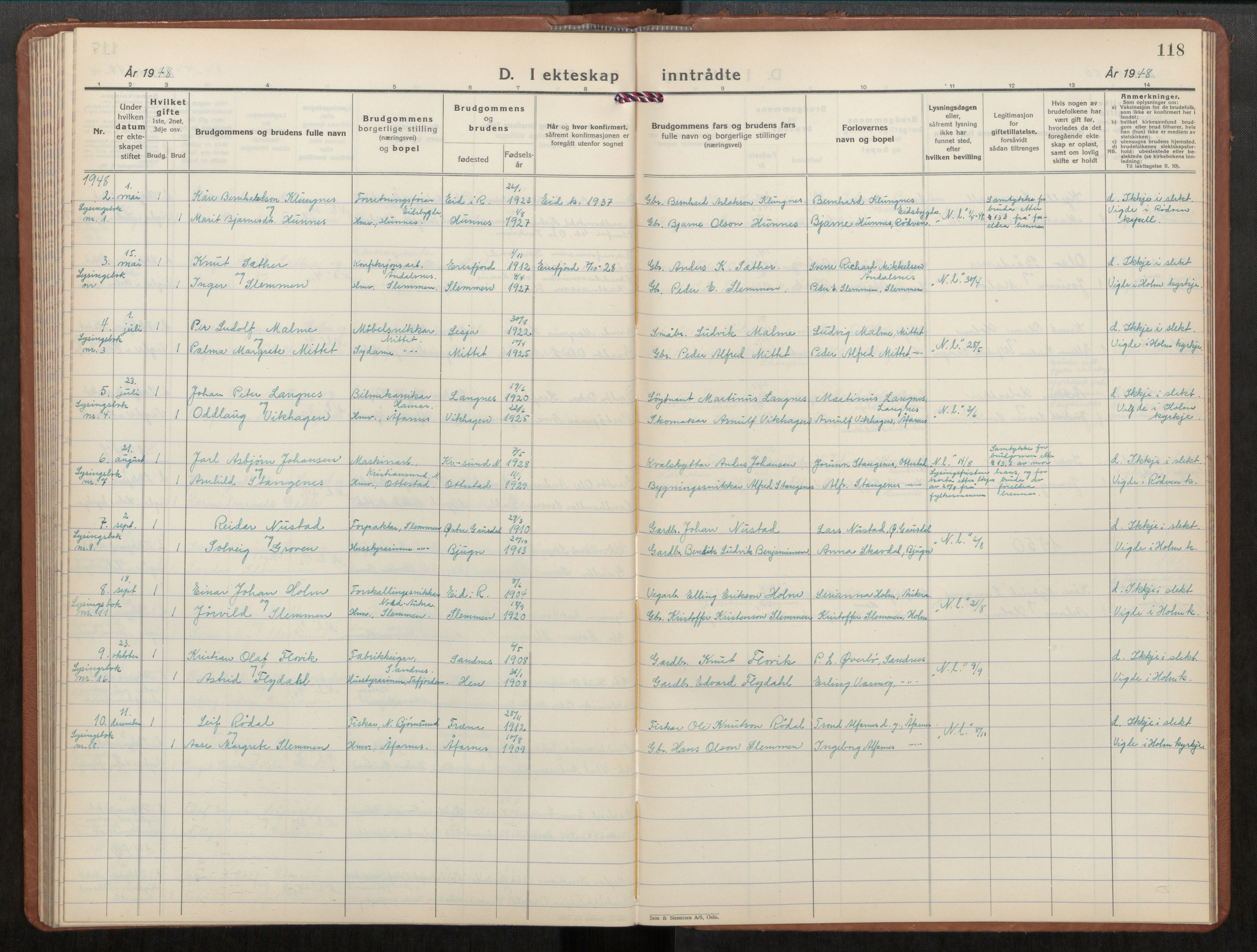 Ministerialprotokoller, klokkerbøker og fødselsregistre - Møre og Romsdal, AV/SAT-A-1454/549/L0616: Parish register (copy) no. 549C02, 1932-1961, p. 118