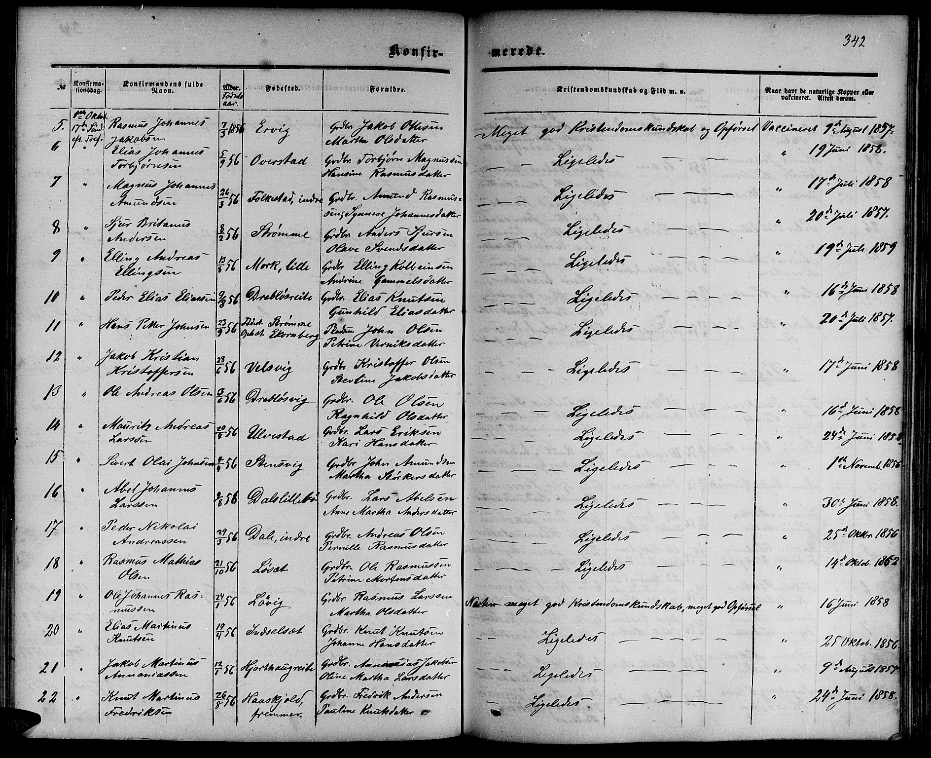 Ministerialprotokoller, klokkerbøker og fødselsregistre - Møre og Romsdal, AV/SAT-A-1454/511/L0157: Parish register (copy) no. 511C03, 1864-1884, p. 342