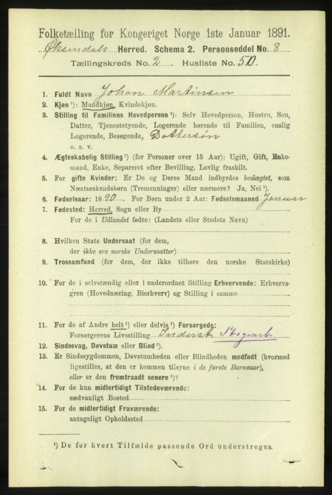 RA, 1891 census for 1561 Øksendal, 1891, p. 562