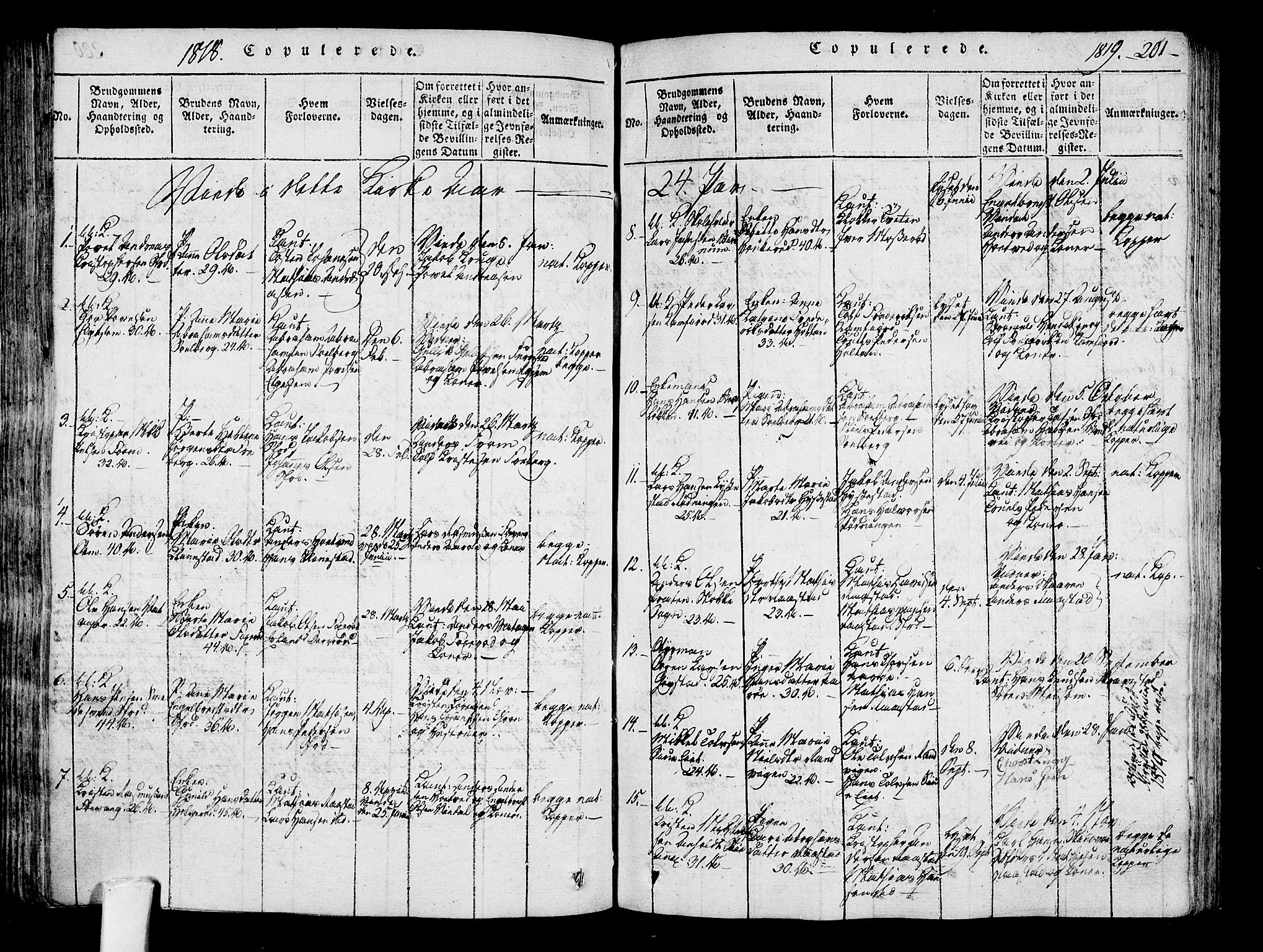 Sandar kirkebøker, SAKO/A-243/F/Fa/L0004: Parish register (official) no. 4, 1814-1832, p. 201