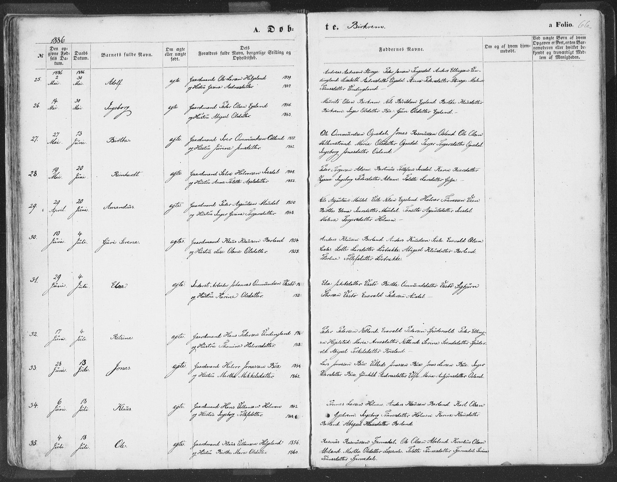 Helleland sokneprestkontor, SAST/A-101810: Parish register (official) no. A 7.1, 1863-1886, p. 66