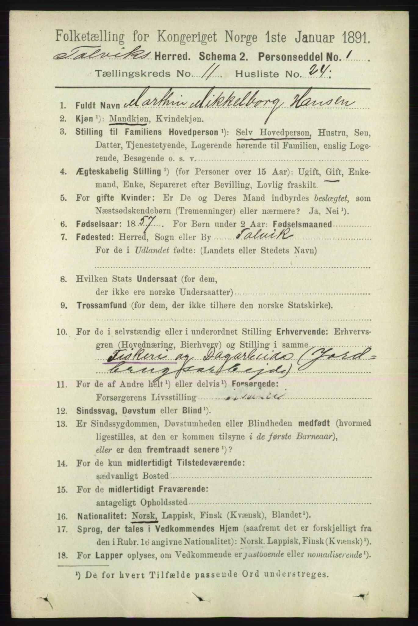 RA, 1891 census for 2013 Talvik, 1891, p. 2873