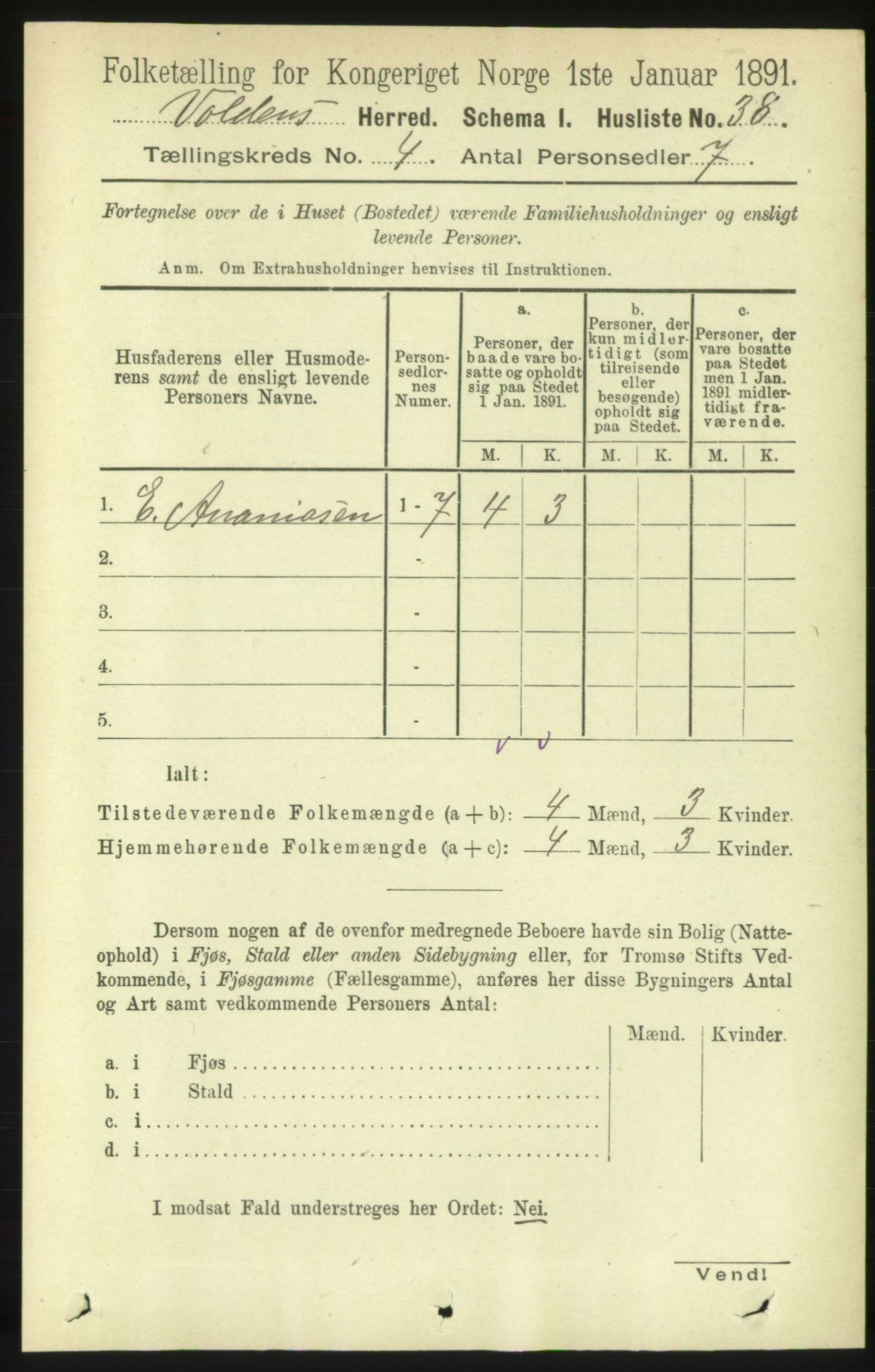 RA, 1891 census for 1519 Volda, 1891, p. 1964