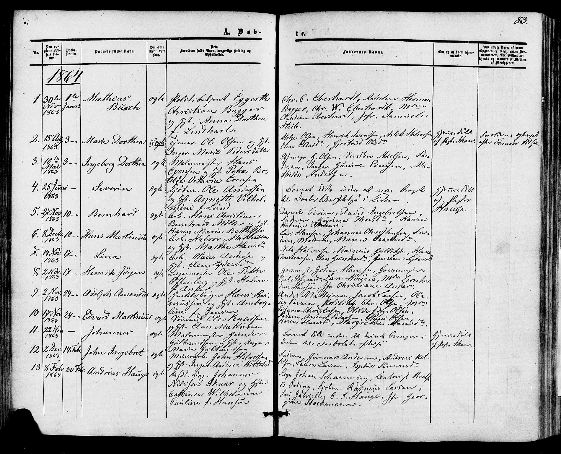 Skien kirkebøker, SAKO/A-302/F/Fa/L0007: Parish register (official) no. 7, 1856-1865, p. 83