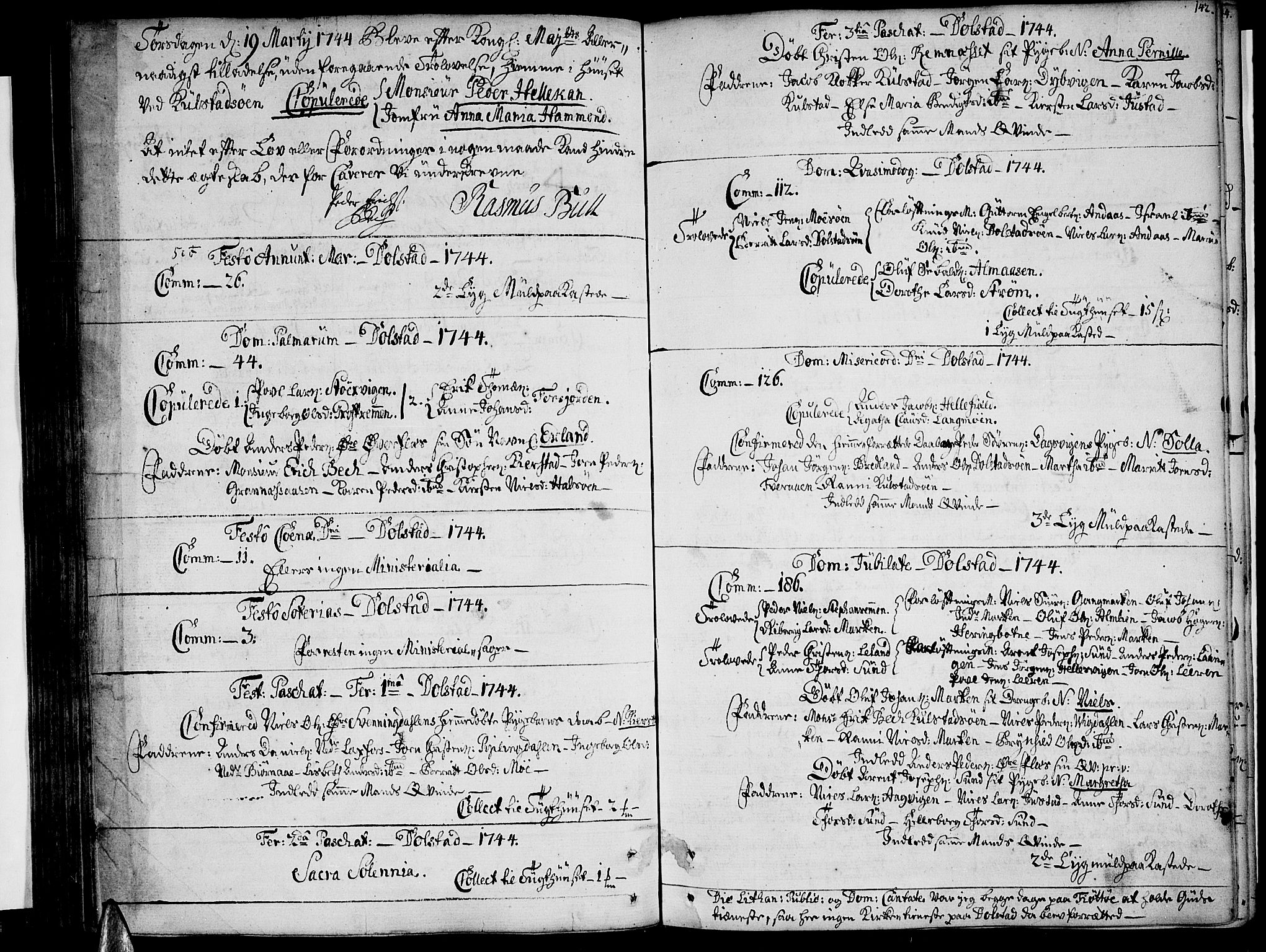 Ministerialprotokoller, klokkerbøker og fødselsregistre - Nordland, AV/SAT-A-1459/820/L0284: Parish register (official) no. 820A05, 1730-1752, p. 142