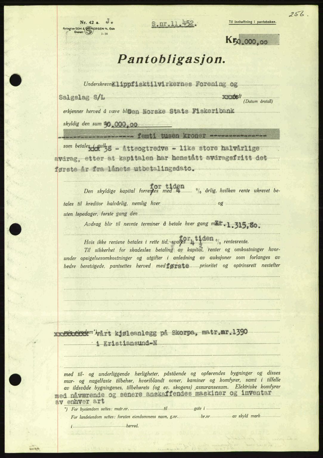 Kristiansund byfogd, AV/SAT-A-4587/A/27: Mortgage book no. 33, 1939-1941, Diary no: : 58/1941