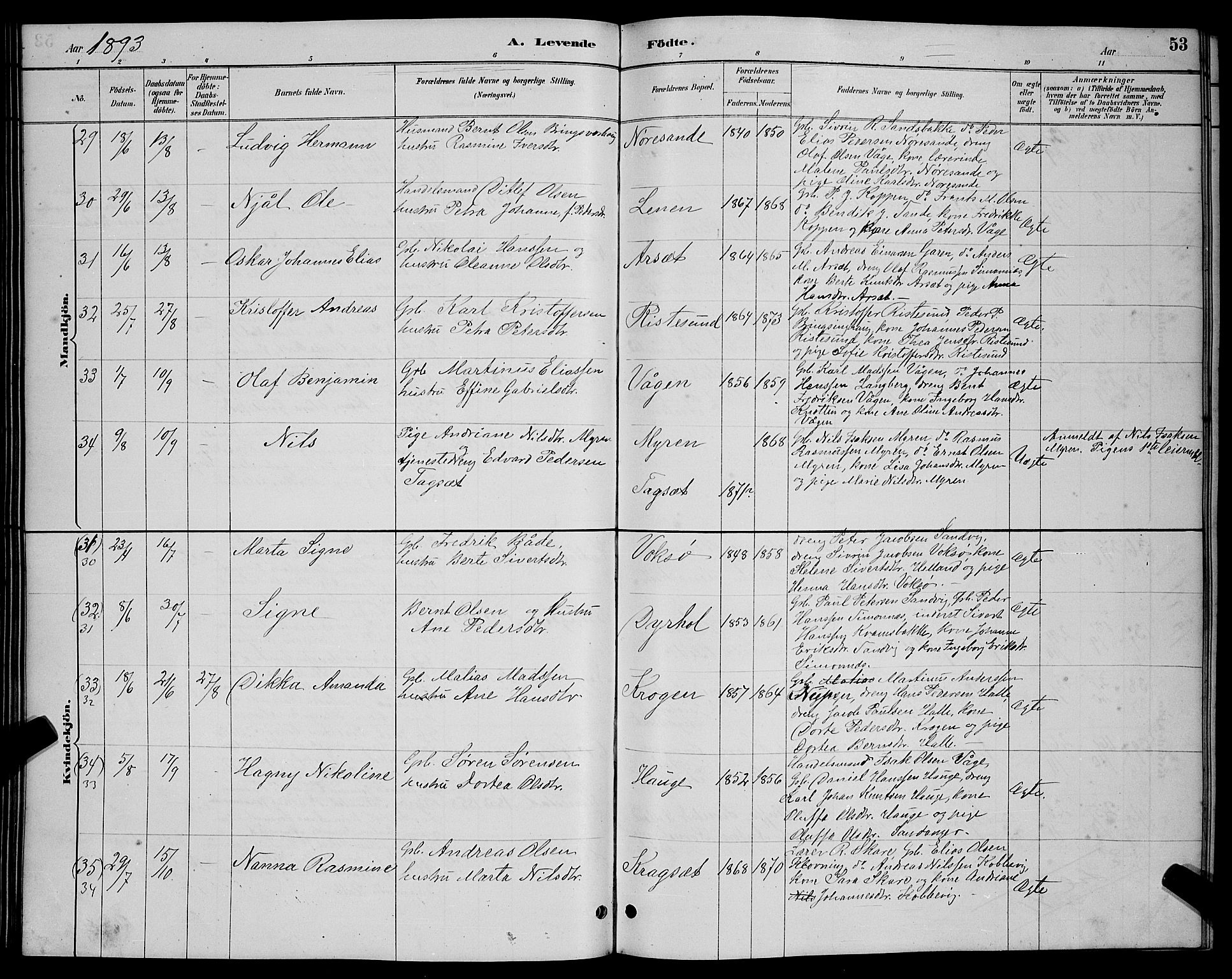 Ministerialprotokoller, klokkerbøker og fødselsregistre - Møre og Romsdal, AV/SAT-A-1454/503/L0048: Parish register (copy) no. 503C03, 1885-1893, p. 53