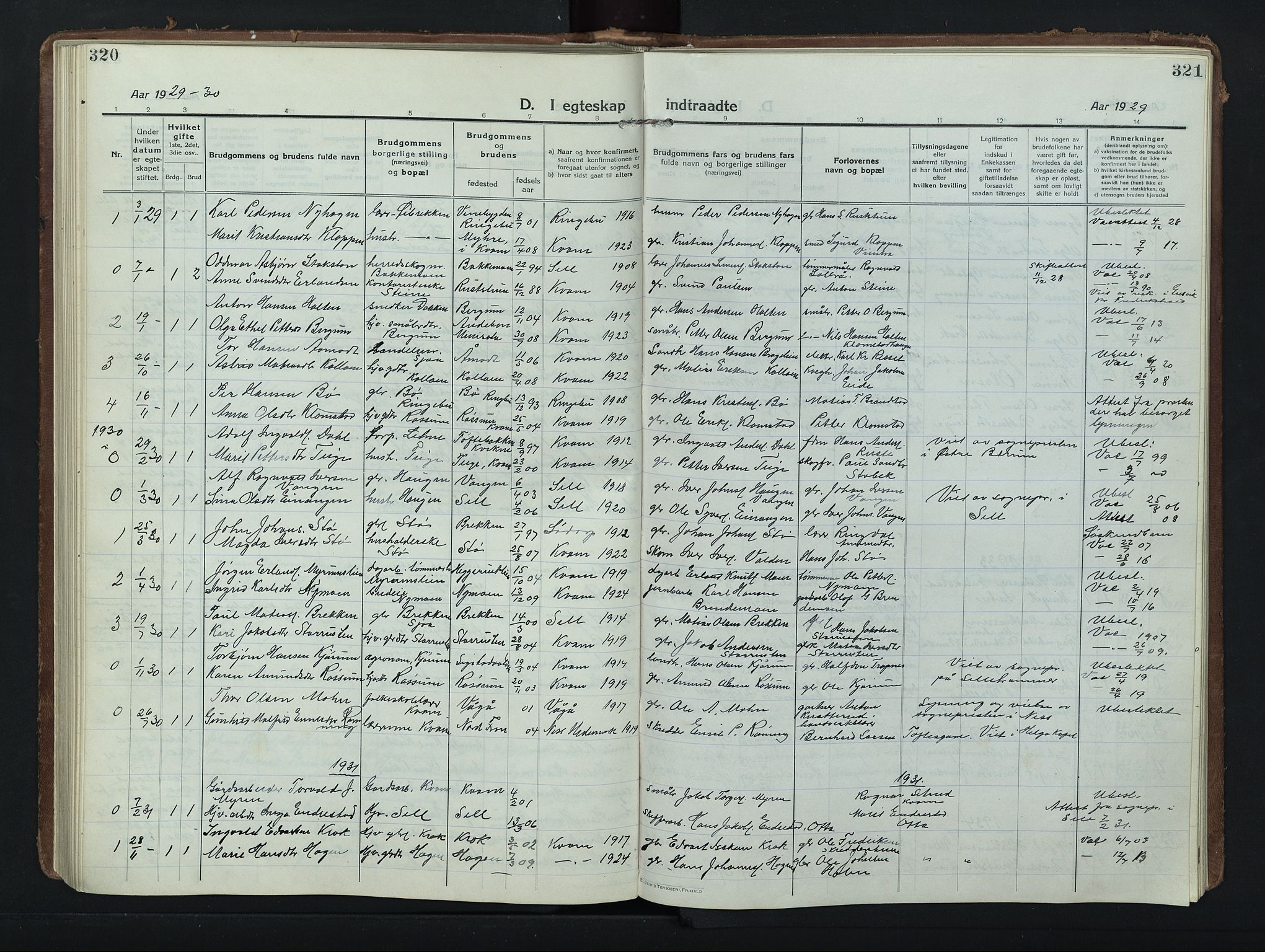 Nord-Fron prestekontor, SAH/PREST-080/H/Ha/Hab/L0008: Parish register (copy) no. 8, 1915-1948, p. 320-321