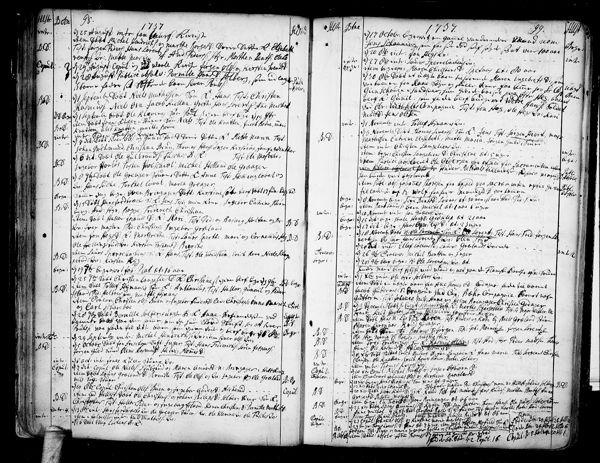 Botne kirkebøker, AV/SAKO-A-340/F/Fa/L0001a: Parish register (official) no. I 1A, 1707-1778, p. 98-99