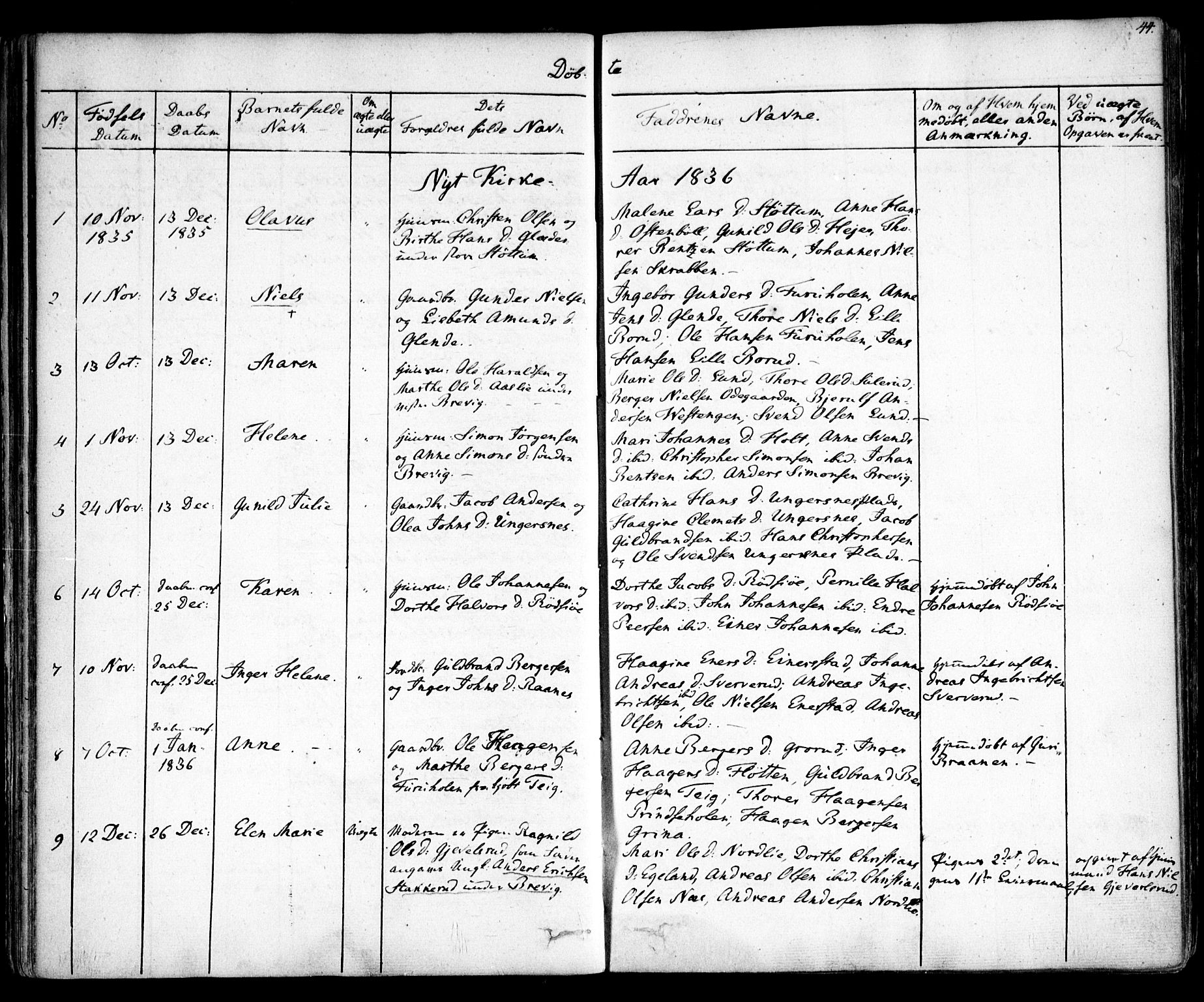 Enebakk prestekontor Kirkebøker, AV/SAO-A-10171c/F/Fa/L0009: Parish register (official) no. I 9, 1832-1861, p. 44