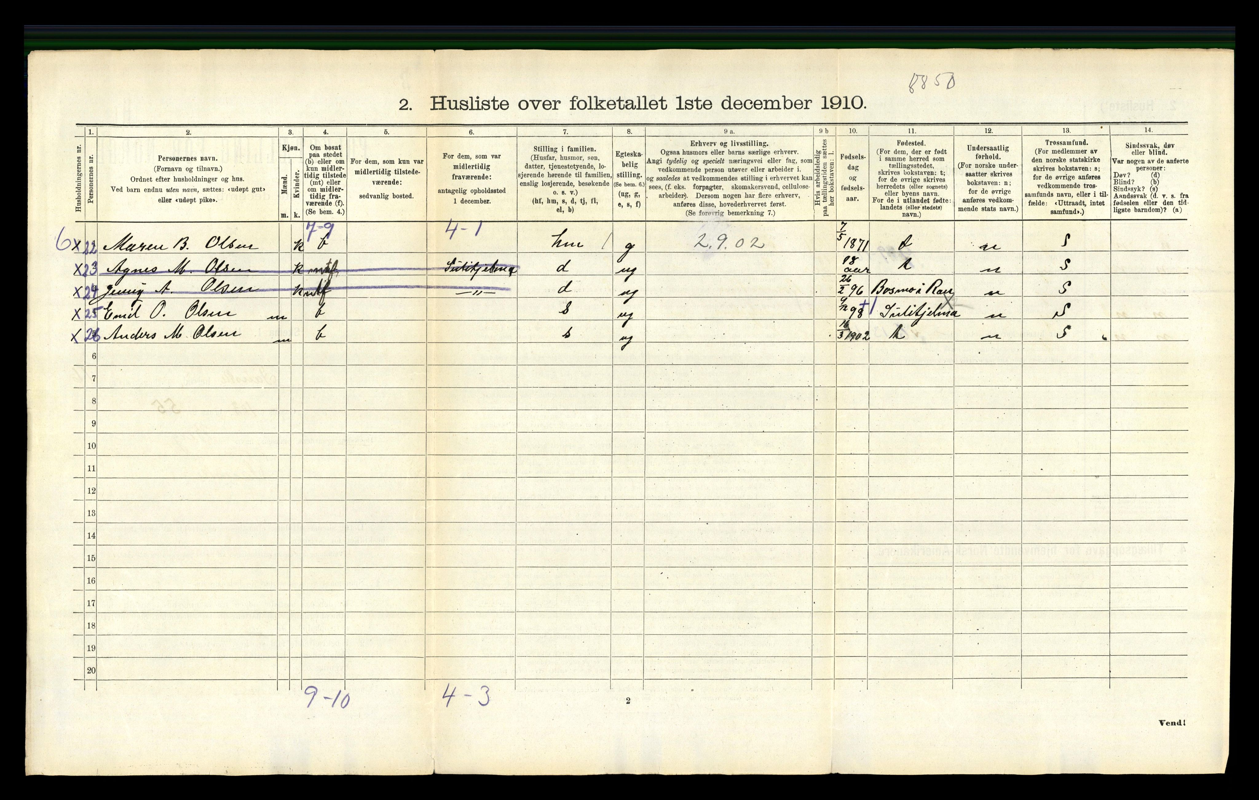 RA, 1910 census for Fauske, 1910, p. 919