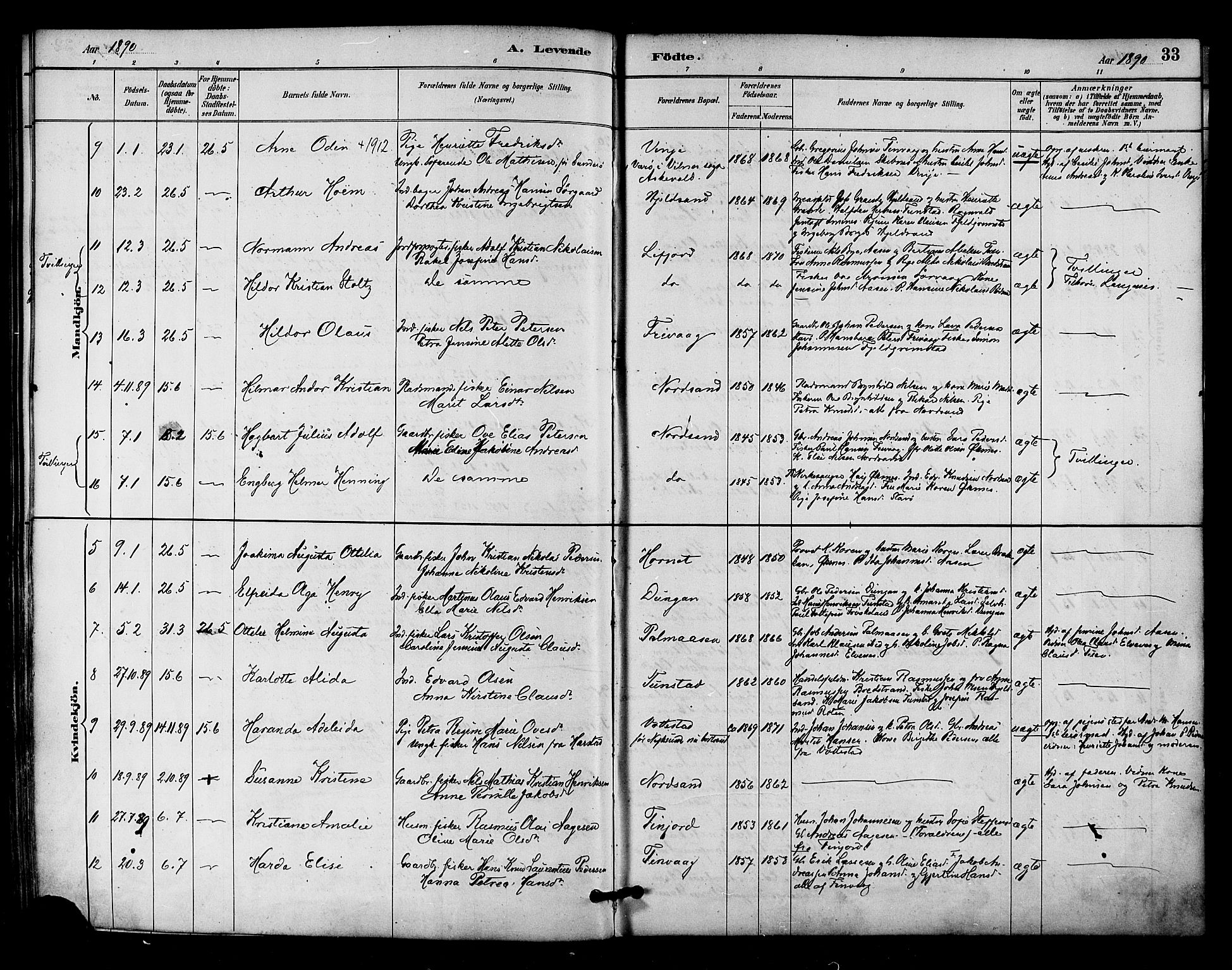 Ministerialprotokoller, klokkerbøker og fødselsregistre - Nordland, AV/SAT-A-1459/893/L1337: Parish register (official) no. 893A09, 1885-1893, p. 33