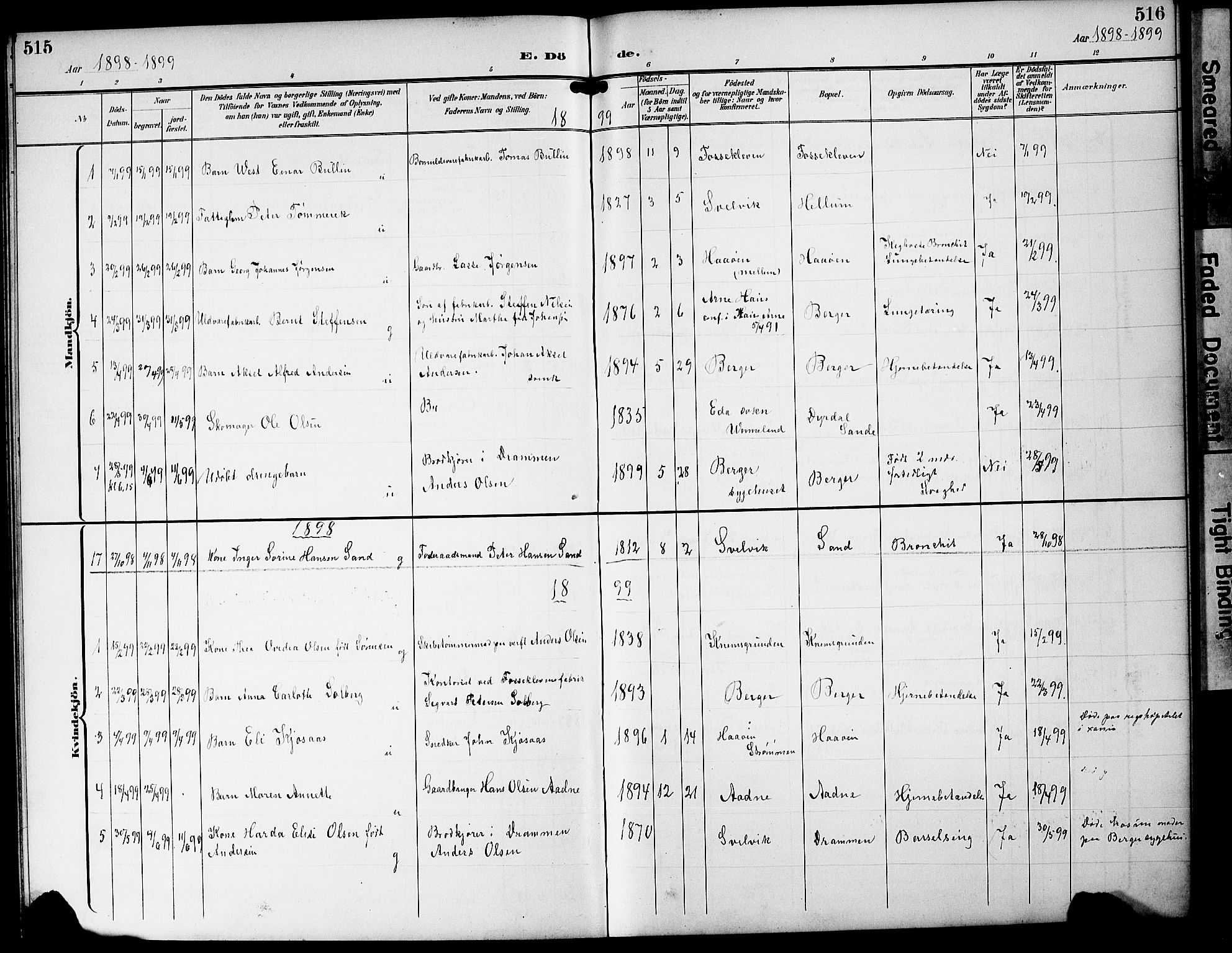 Strømm kirkebøker, AV/SAKO-A-322/G/Ga/L0004: Parish register (copy) no. I 4, 1897-1927, p. 515-516