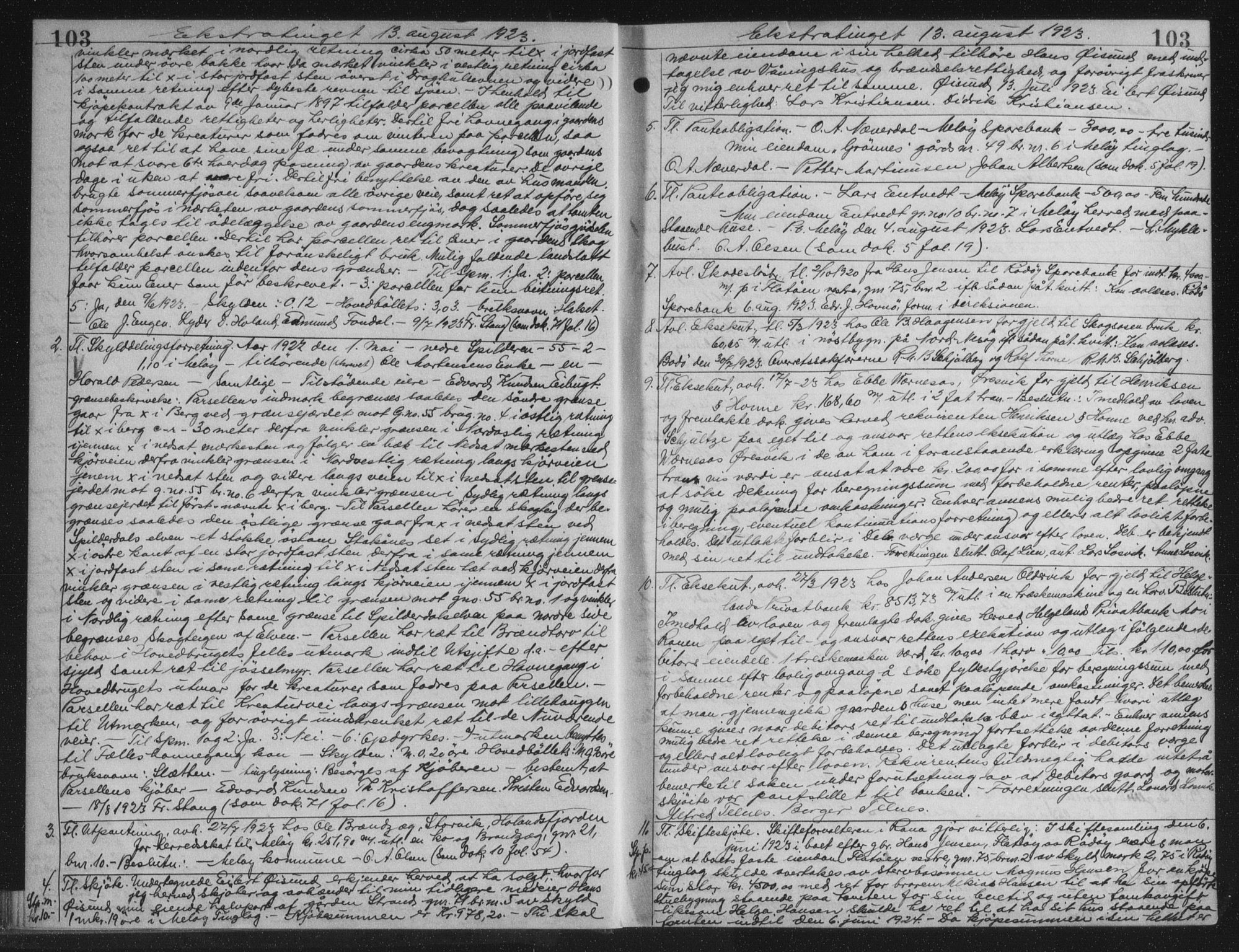 Rana sorenskriveri , AV/SAT-A-1108/1/2/2C/L0018: Mortgage book no. 18, 1923-1928, p. 103, Deed date: 13.08.1923