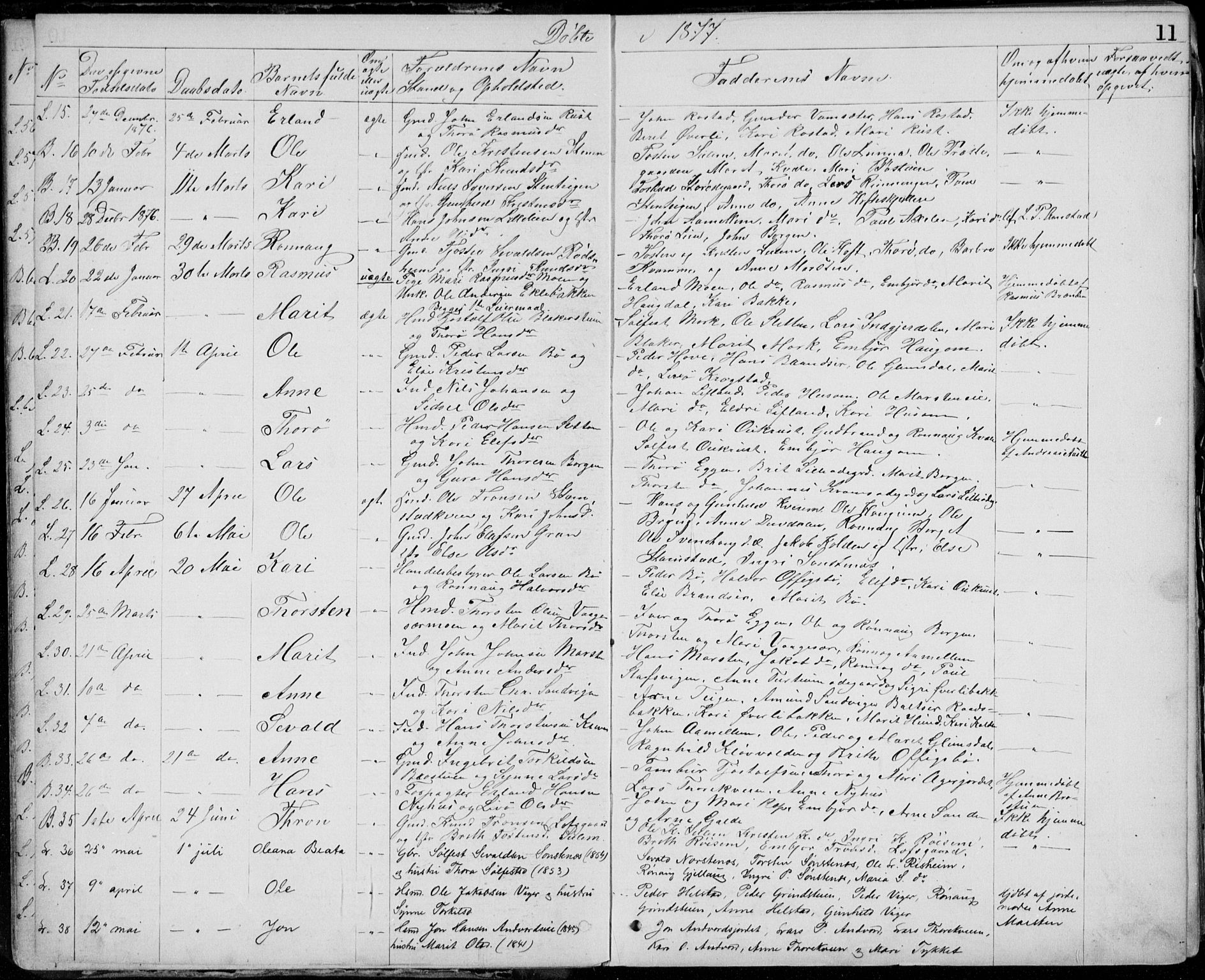 Lom prestekontor, SAH/PREST-070/L/L0013: Parish register (copy) no. 13, 1874-1938, p. 11