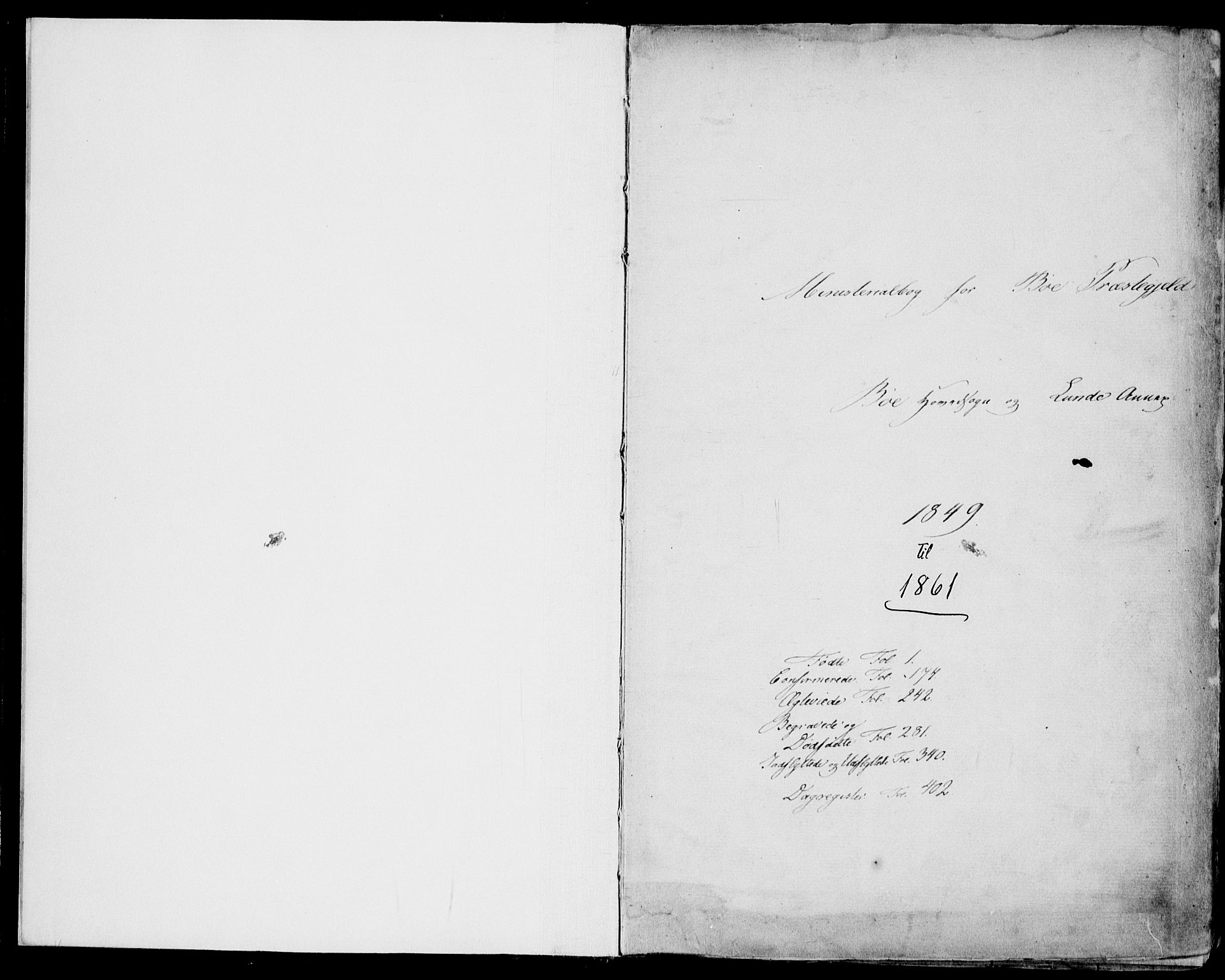 Bø kirkebøker, AV/SAKO-A-257/F/Fa/L0008: Parish register (official) no. 8, 1849-1861