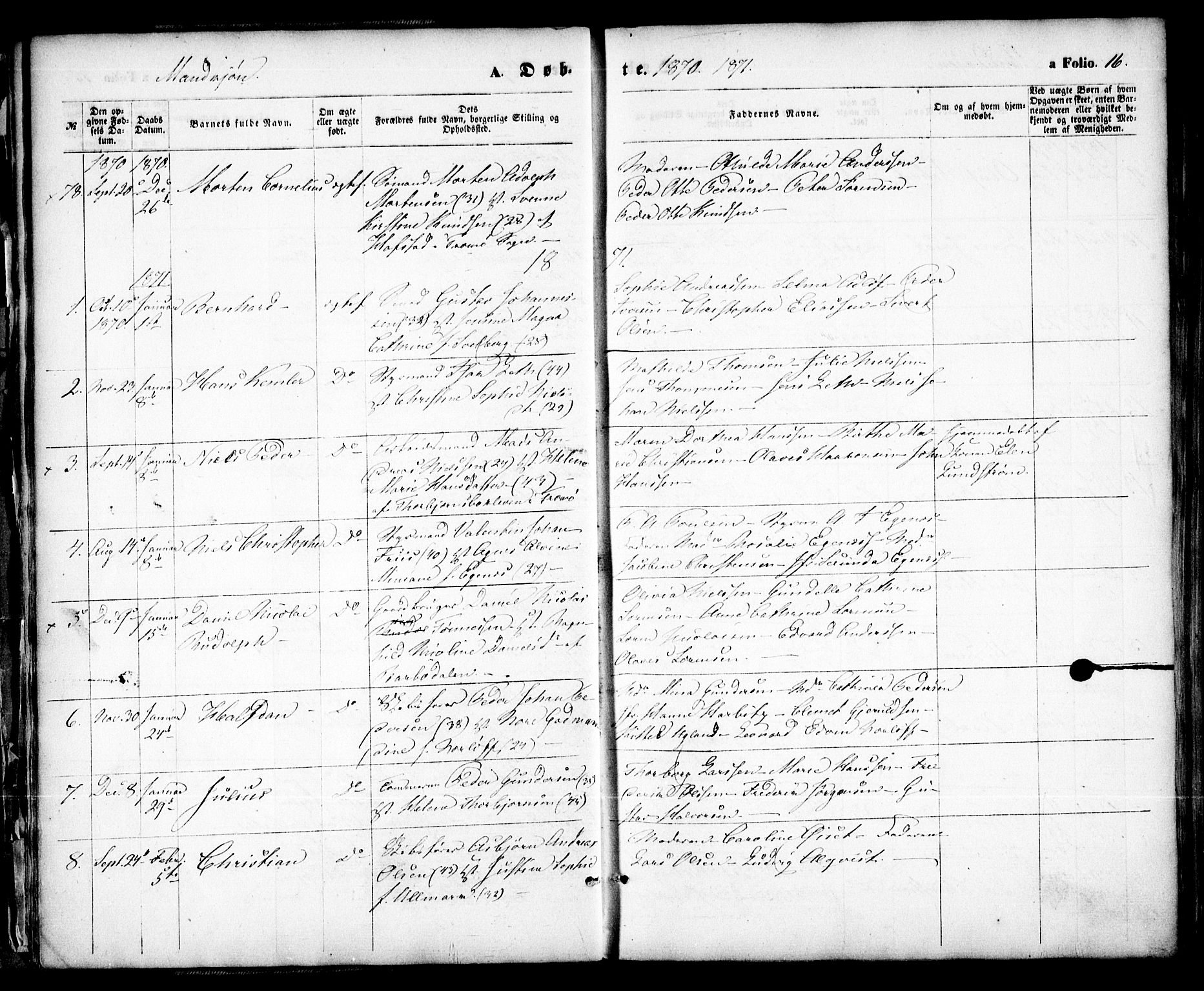 Arendal sokneprestkontor, Trefoldighet, SAK/1111-0040/F/Fa/L0007: Parish register (official) no. A 7, 1868-1878, p. 16