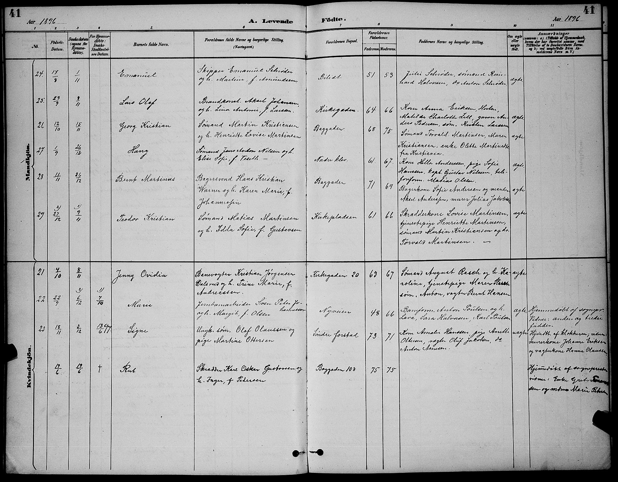 Holmestrand kirkebøker, AV/SAKO-A-346/G/Ga/L0005: Parish register (copy) no. 5, 1889-1901, p. 41