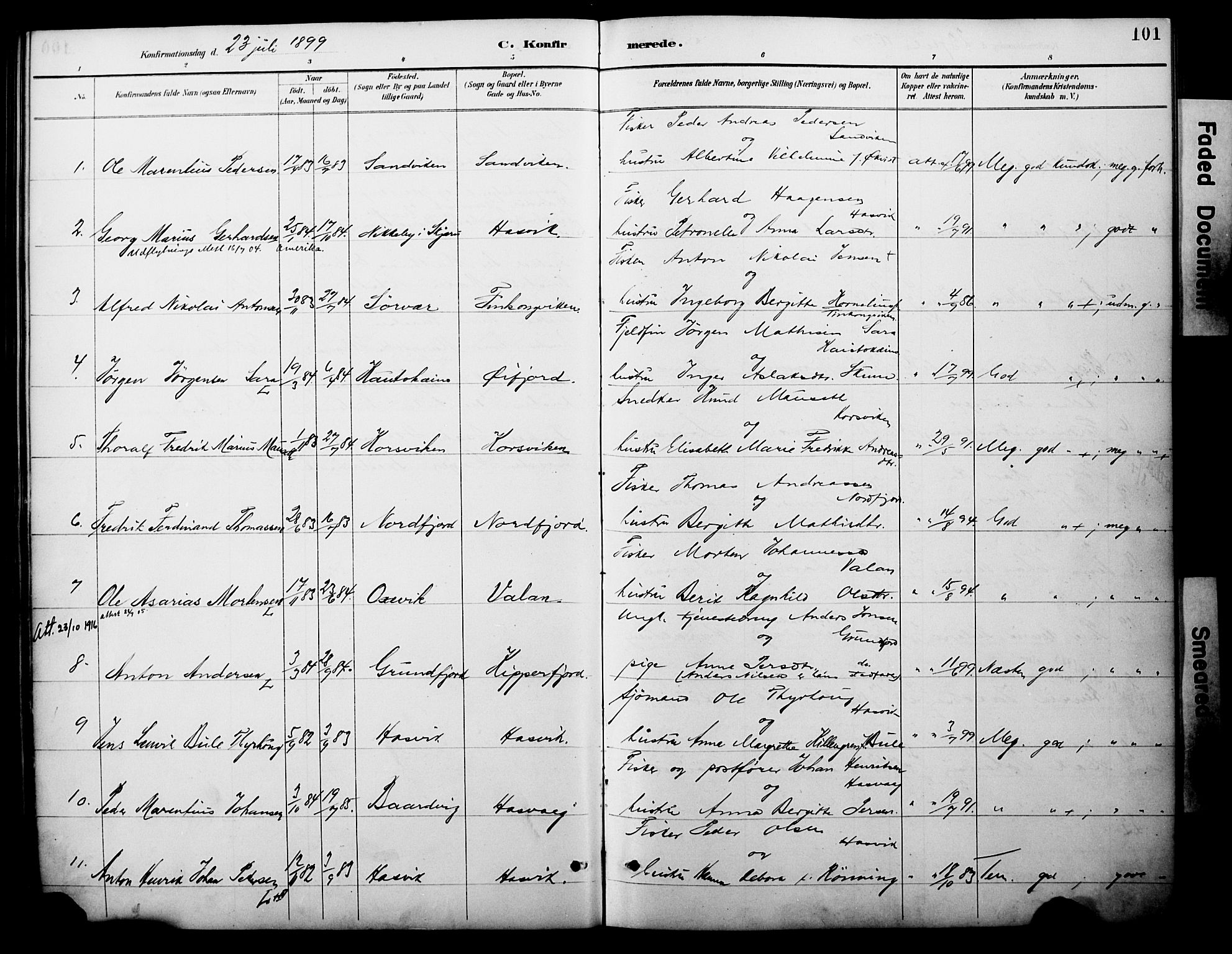 Loppa sokneprestkontor, SATØ/S-1339/H/Ha/L0008kirke: Parish register (official) no. 8, 1889-1907, p. 101