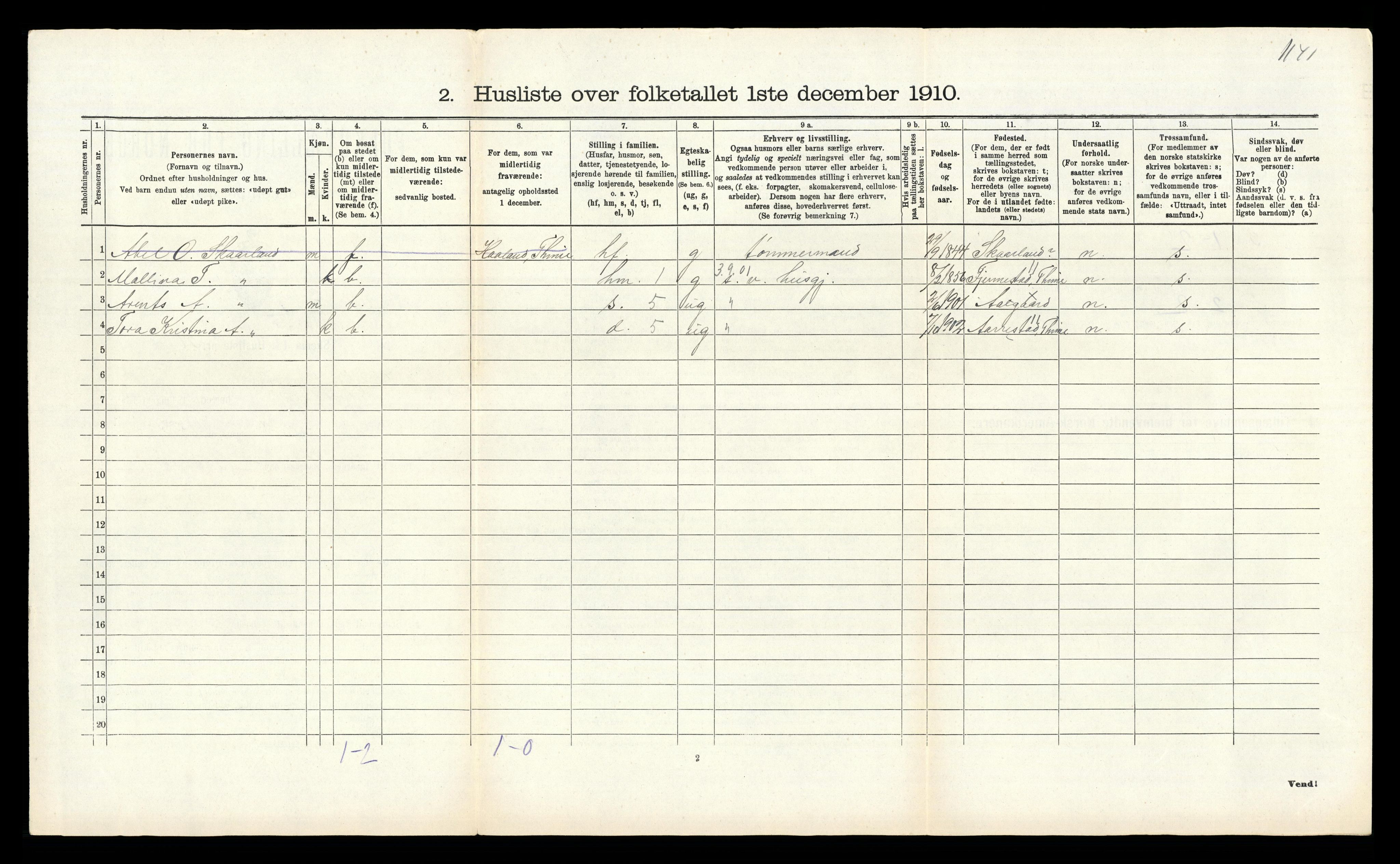 RA, 1910 census for Gjesdal, 1910, p. 309