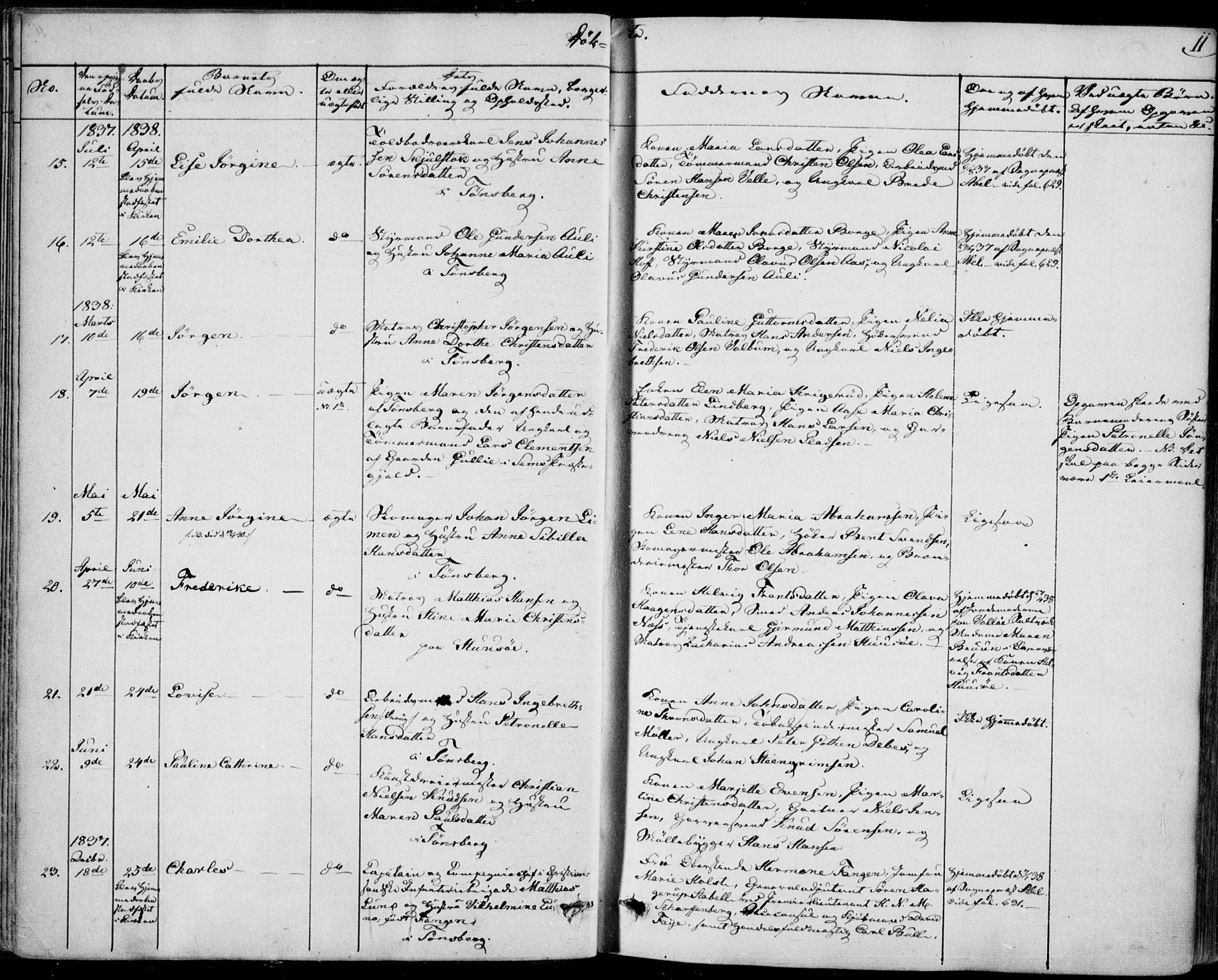 Tønsberg kirkebøker, AV/SAKO-A-330/F/Fa/L0006: Parish register (official) no. I 6, 1836-1844, p. 11