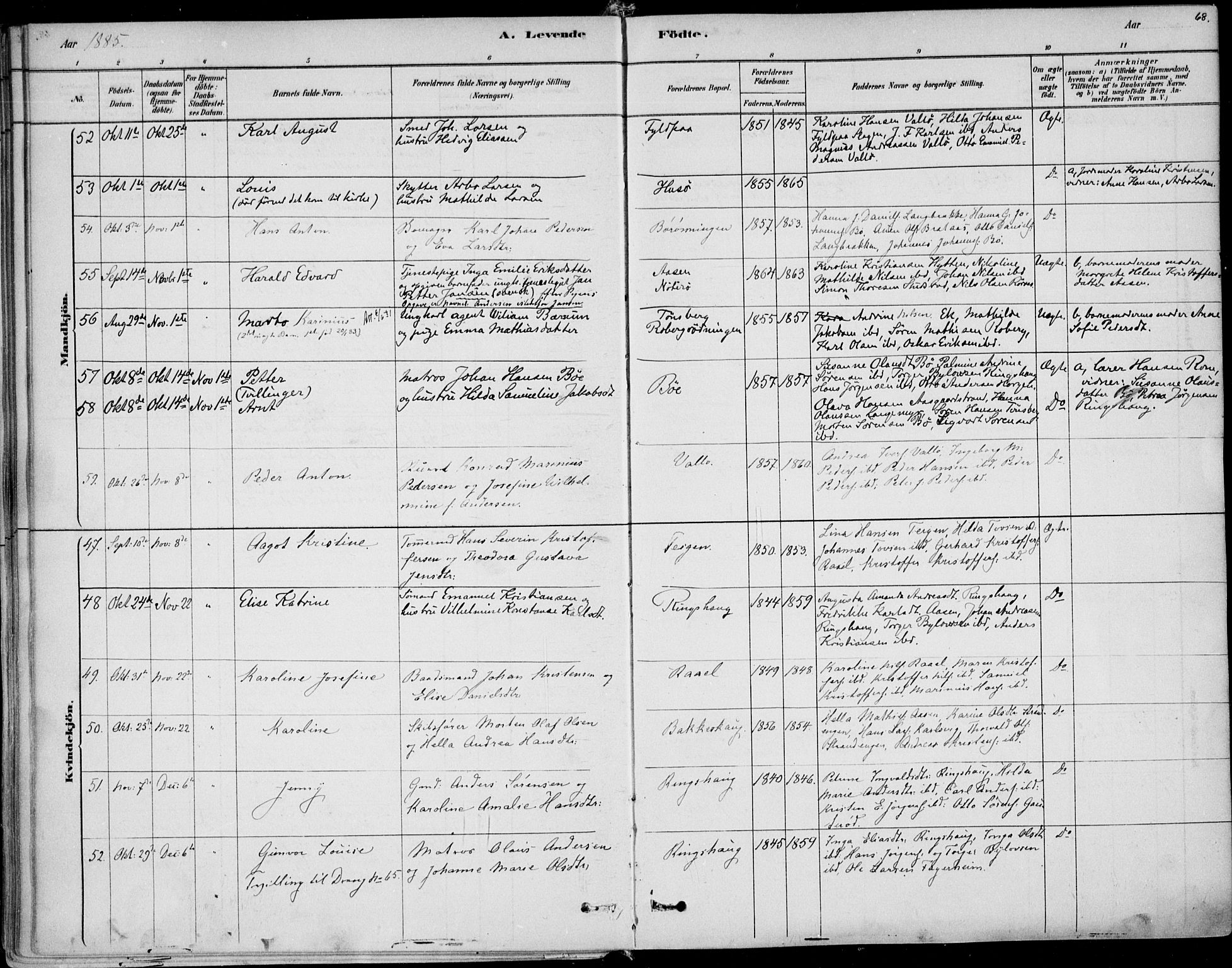 Sem kirkebøker, SAKO/A-5/F/Fb/L0004: Parish register (official) no. II 4, 1878-1891, p. 68