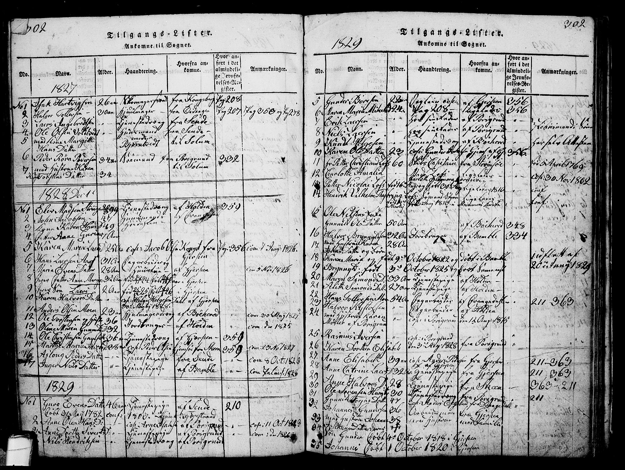 Solum kirkebøker, AV/SAKO-A-306/G/Ga/L0001: Parish register (copy) no. I 1, 1814-1833, p. 302