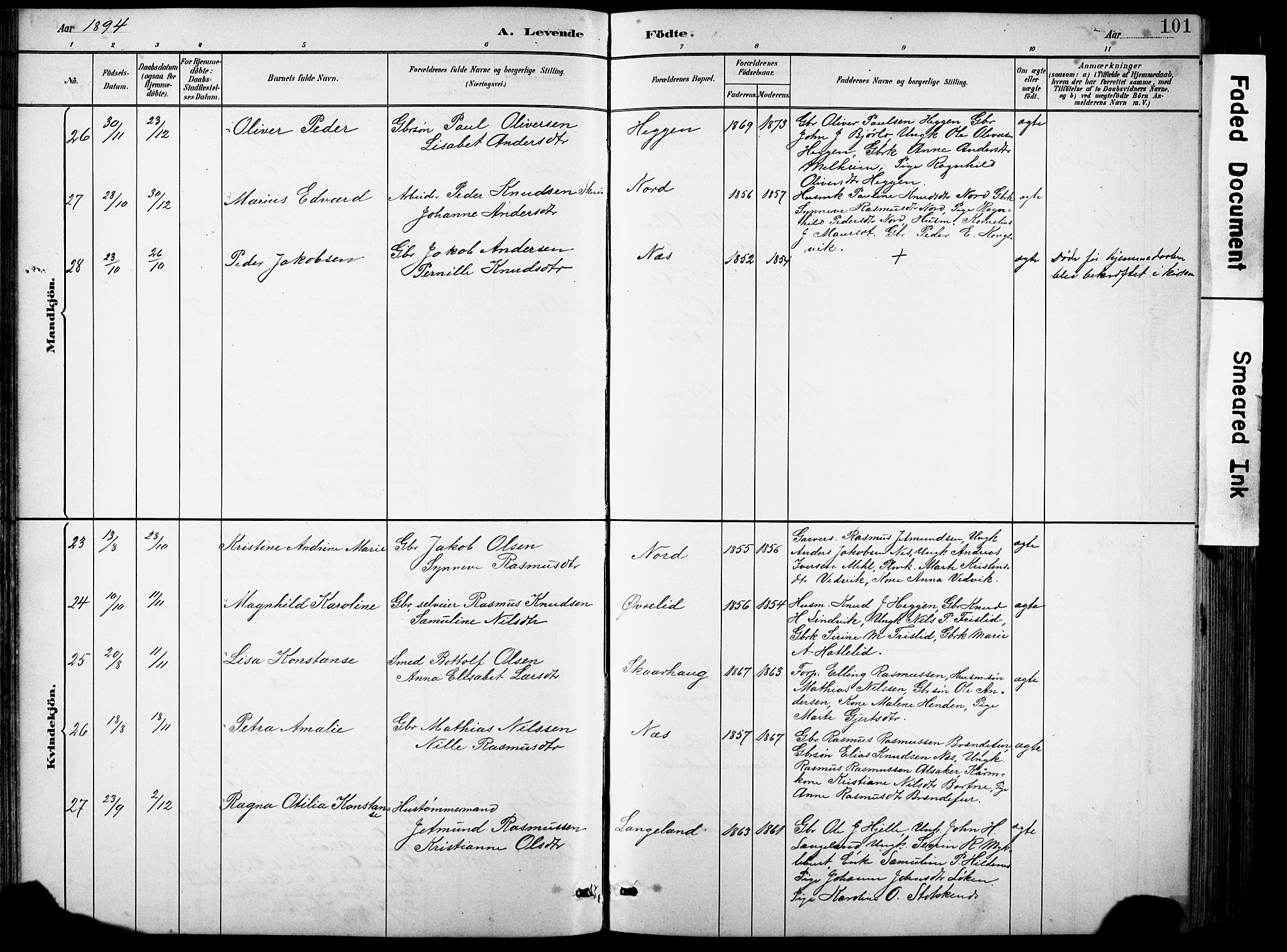 Eid sokneprestembete, AV/SAB-A-82301/H/Hab/Habb/L0002: Parish register (copy) no. B 2, 1882-1907, p. 101