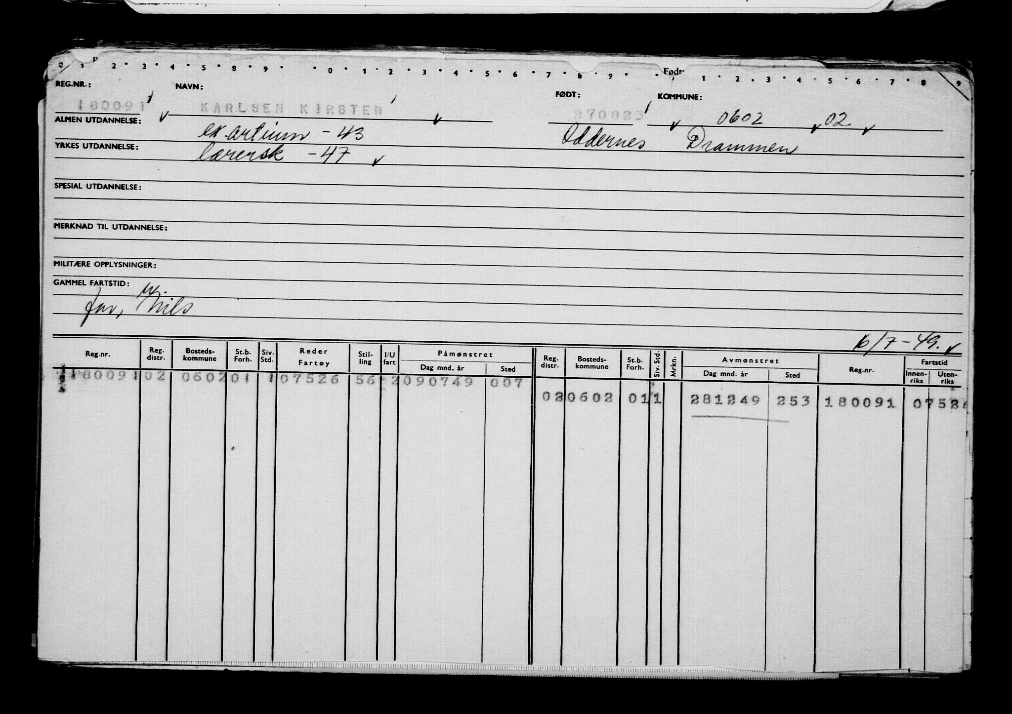 Direktoratet for sjømenn, AV/RA-S-3545/G/Gb/L0222: Hovedkort, 1923, p. 339