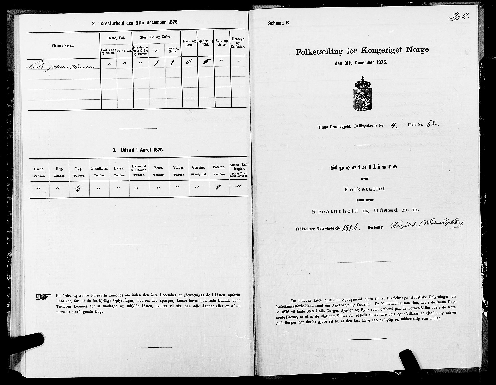 SATØ, 1875 census for 1927P Tranøy, 1875, p. 2202