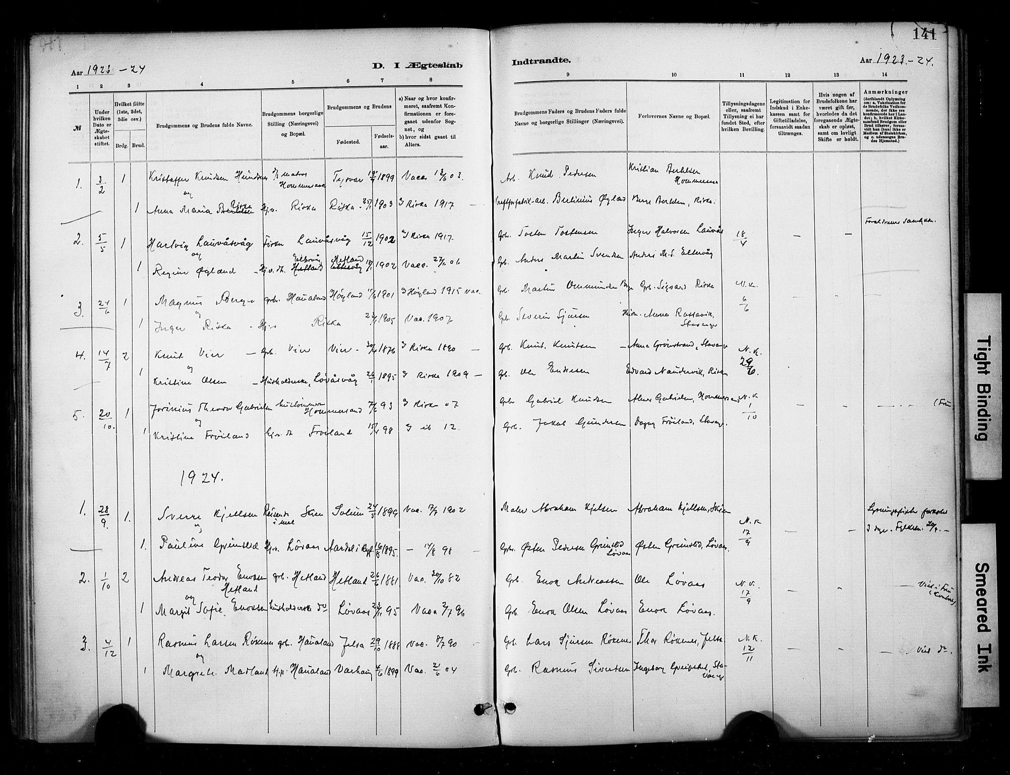 Hetland sokneprestkontor, SAST/A-101826/30/30BA/L0010: Parish register (official) no. A 10, 1882-1925, p. 141